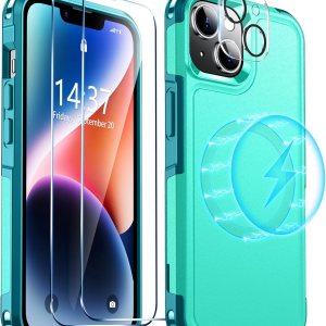 Red2Fire Funda magnética para iPhone 14 Plus compatible con Magsafe protección contra caídas de grado militar 2 protectores de pantalla de vidrio + Red2Fire Funda magnética para iPhone 14 Plus compatible con Magsafe protección contra caídas de grado militar 2 protectores de pantalla de vidrio +