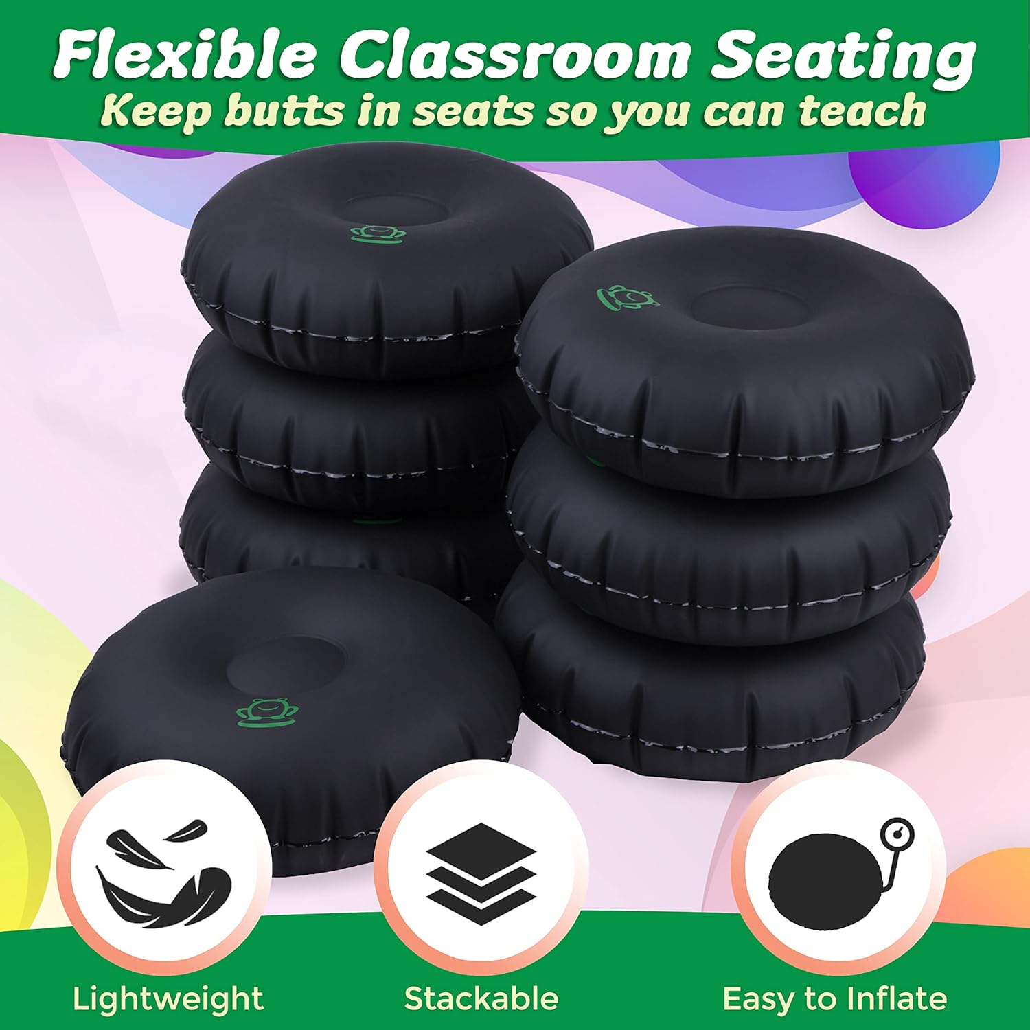 LILYPAD Wiggle Asiento para niños sensoriales  Asiento apilable y flexible para aula primaria, escuela secundaria o aprendizaje en casa  Asiento