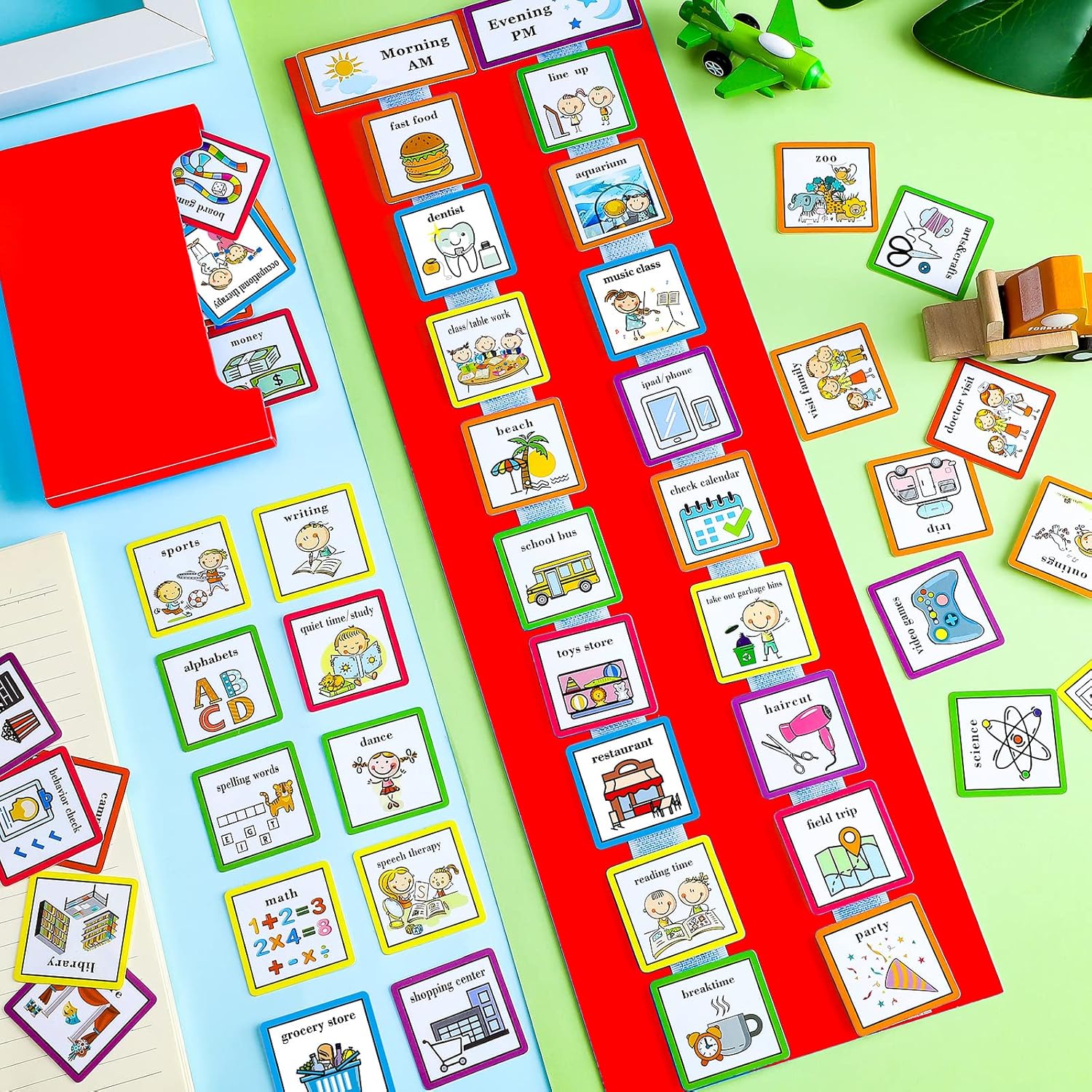 Calendario visual para niños, 62 tarjetas de tabla de rutina para autismo, materiales de aprendizaje, herramienta de comportamiento visual para