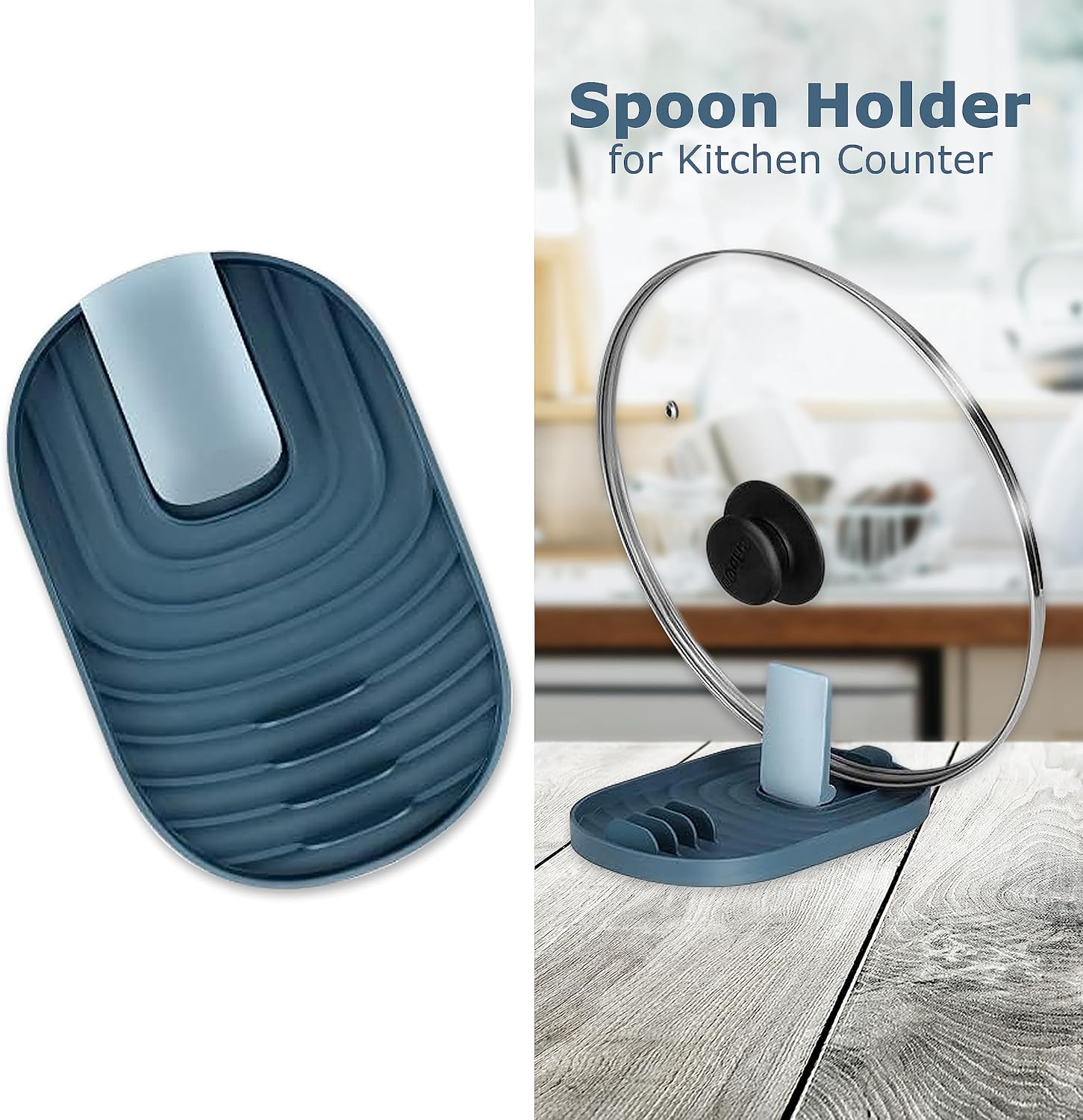 El soporte para cuchara para encimera de cocina mantiene los utensilios de cocina y la tapa al alcance de la mano mientras prepara tus comidas.