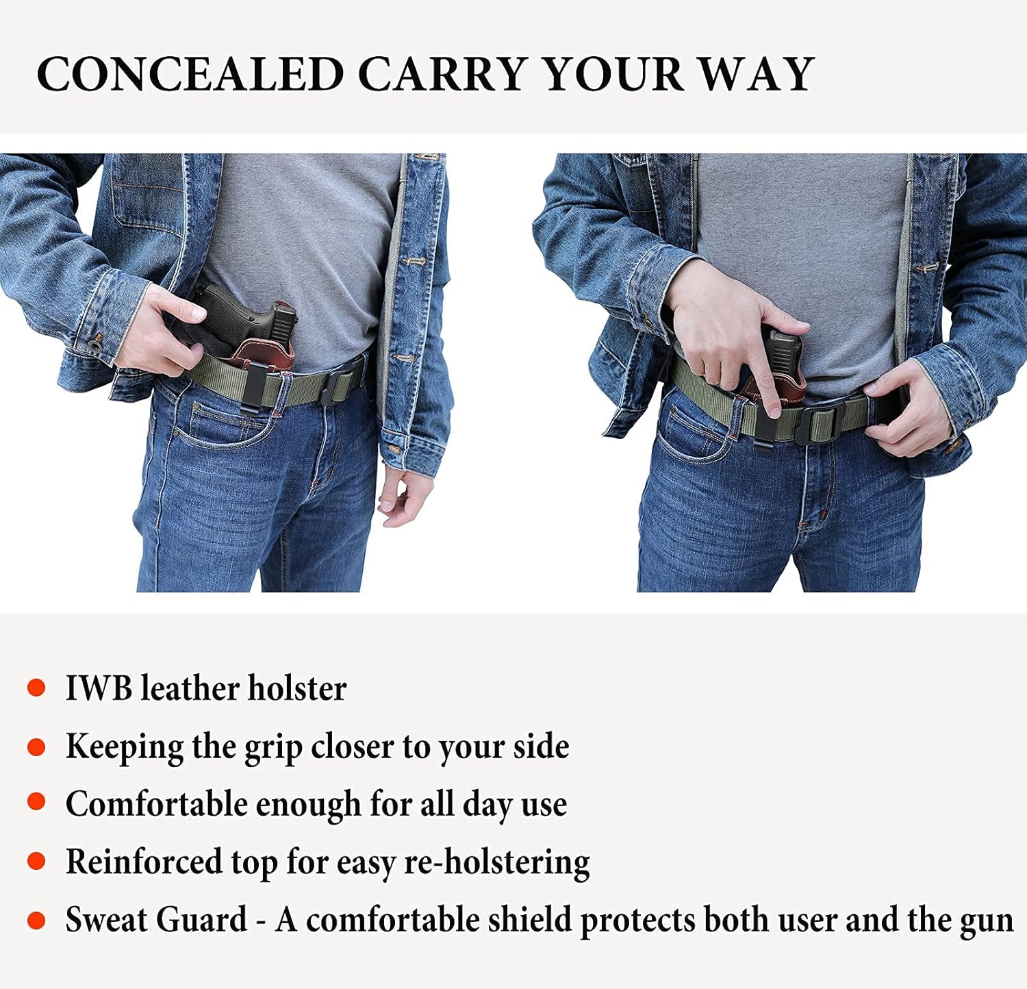 IWB – Funda de piel auténtica para Glock 194243X, Sig P365P320P220, Ruger LCPLC9SSecurity 9Max 9, Taurus G2G2CG3CGX4, Springfield HellcatXD, M&P