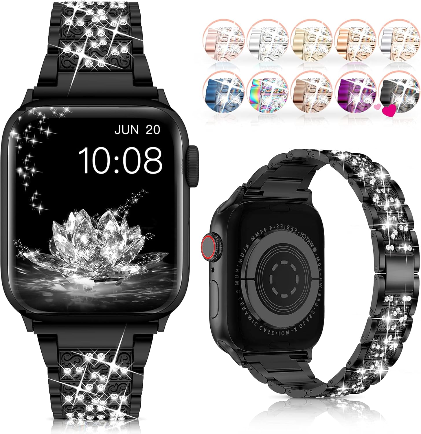 LELONG – Correa extensible para Apple Watch de 1.496 pulgadas, 1.575pulgadas, 1.654 pulgadas y 1.732pulgadas series 5, 4, 3, 2 y 1 con marco para