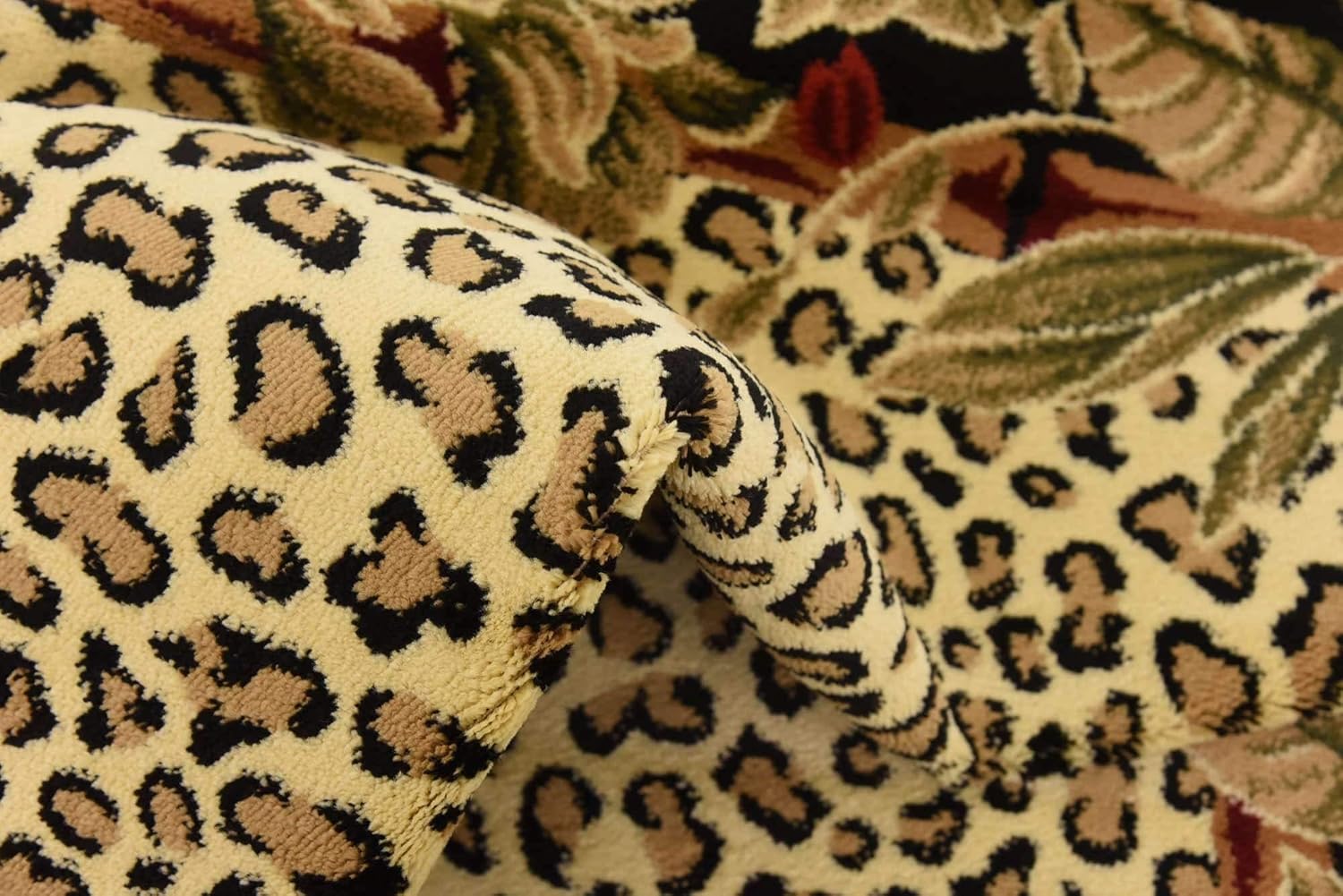 Unique Loom Wildlife Collection – Alfombra inspirada en animales con diseño de bordes de guepardo, 6 x 9 pies, marfilnegro