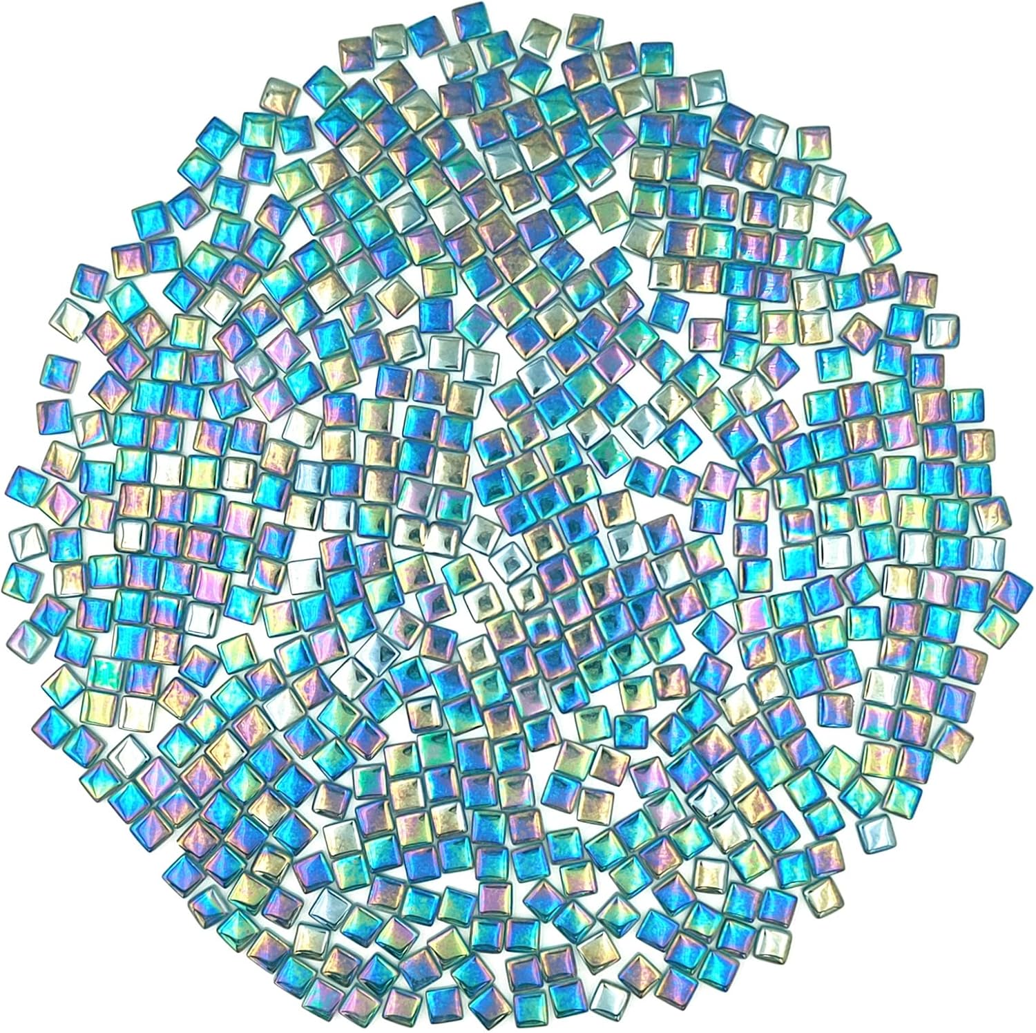 Azulejos de mosaico de cristal cuadrados de 1.1 libras, azulejos de vidrio de mosaico iridiscentes para manualidades, piezas de mosaico,