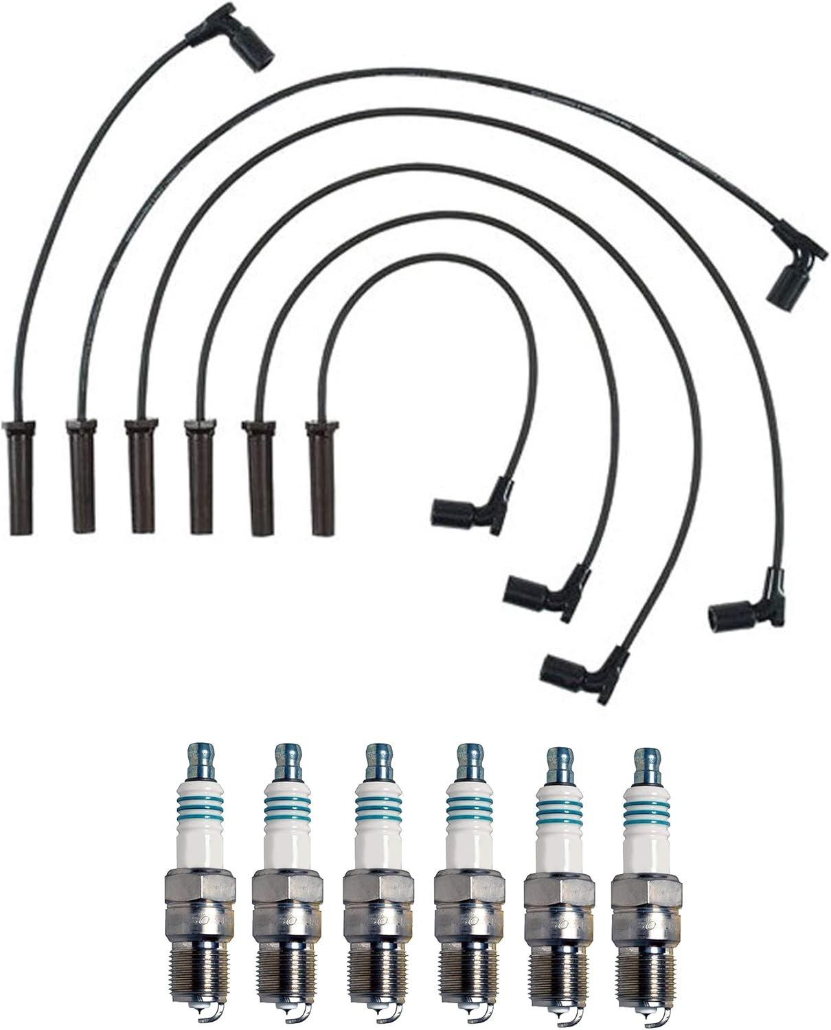 Juego de cables de 0.276 in y 6 bujías de potencia iridio .044 kit para Chevy Pontiac 3.4L