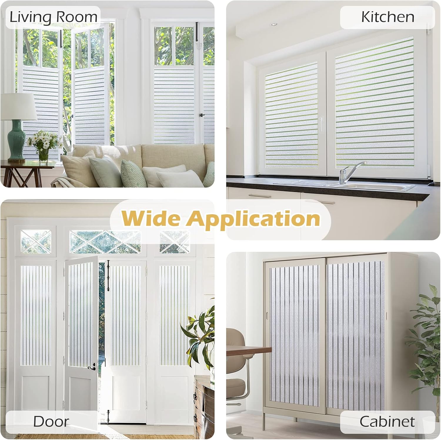 rabbitgoo Película esmerilada para ventana, de adherencia estática, película decorativa de vidrio anti UV, película de privacidad para ventana, no
