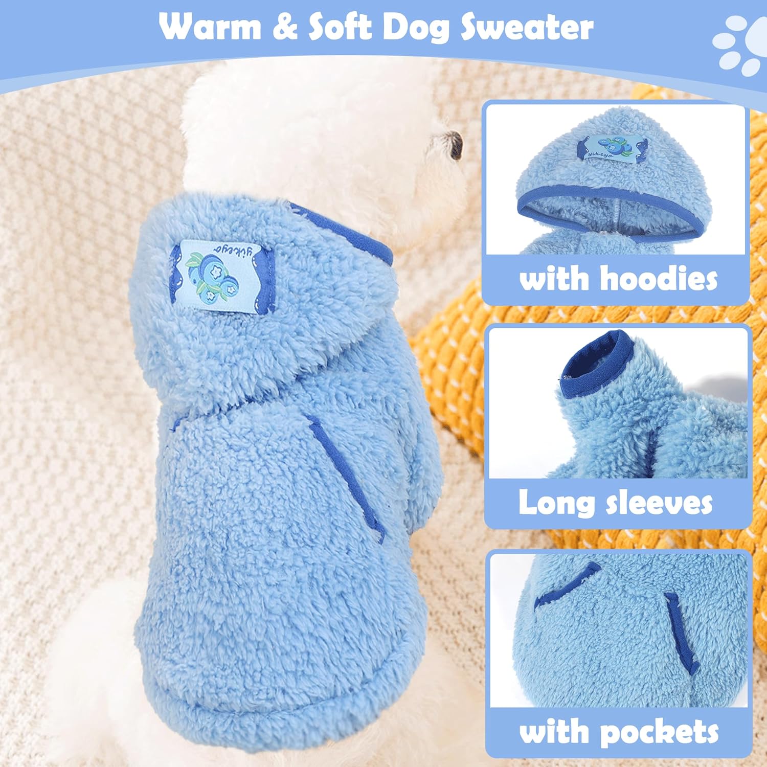 Suéter pequeño de forro polar con capucha para perros pequeños, hembras y niños, ropa cálida de invierno para cachorros para Chihuahua, taza de té,