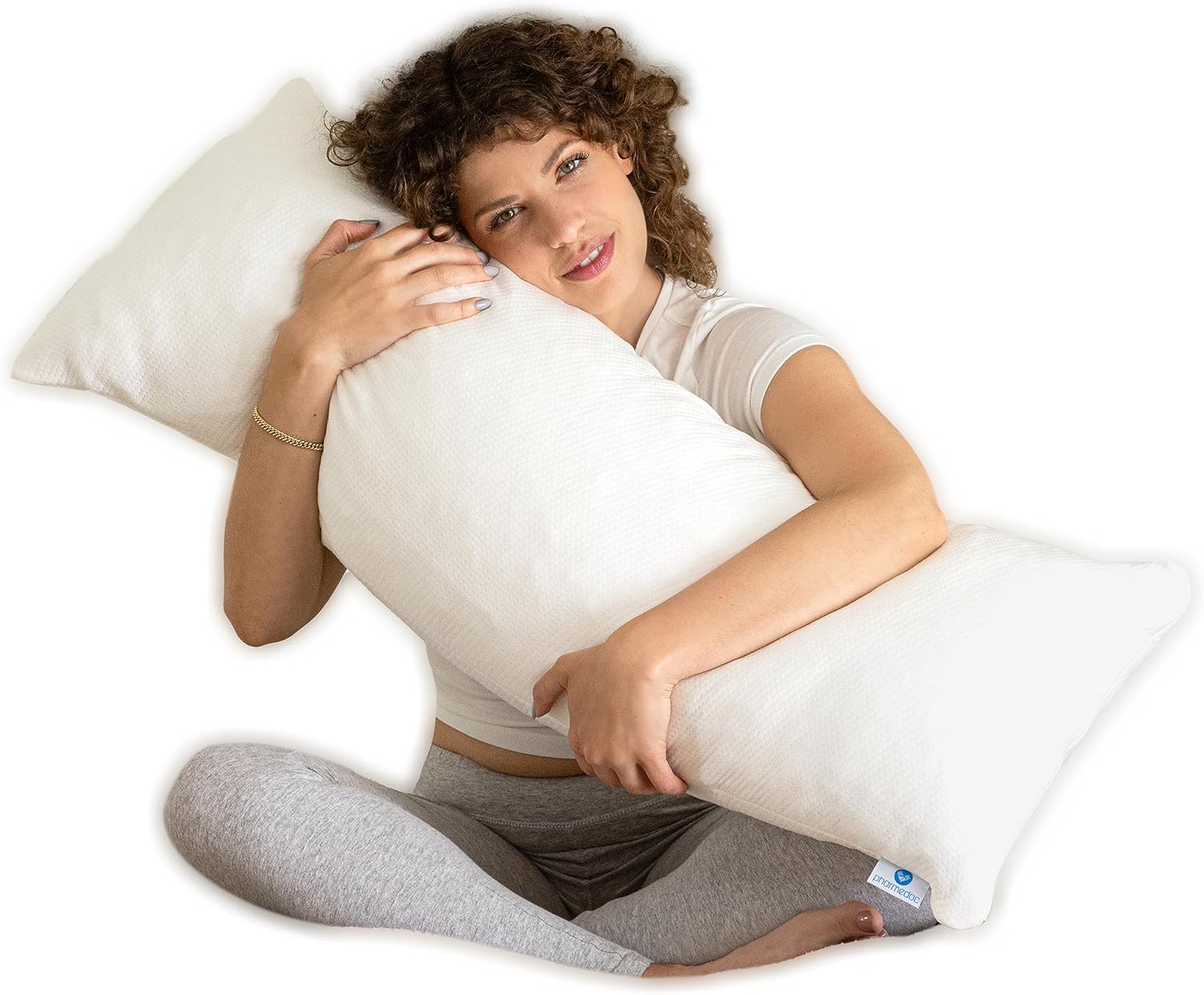 Pharmedoc Almohada corporal de espuma viscoelástica – Almohadas de embarazo para dormir – Almohada para dormir de lado – Almohadas de espuma