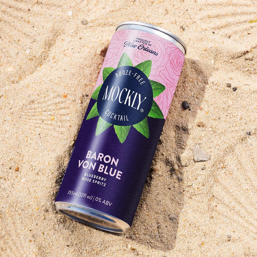 Mockly Baron von Blue – Cóctel sin alcohol  Cóctel sin alcohol listo para beber  Mezclador de bebidas sin alcohol  Soda de arándano rosa y menta