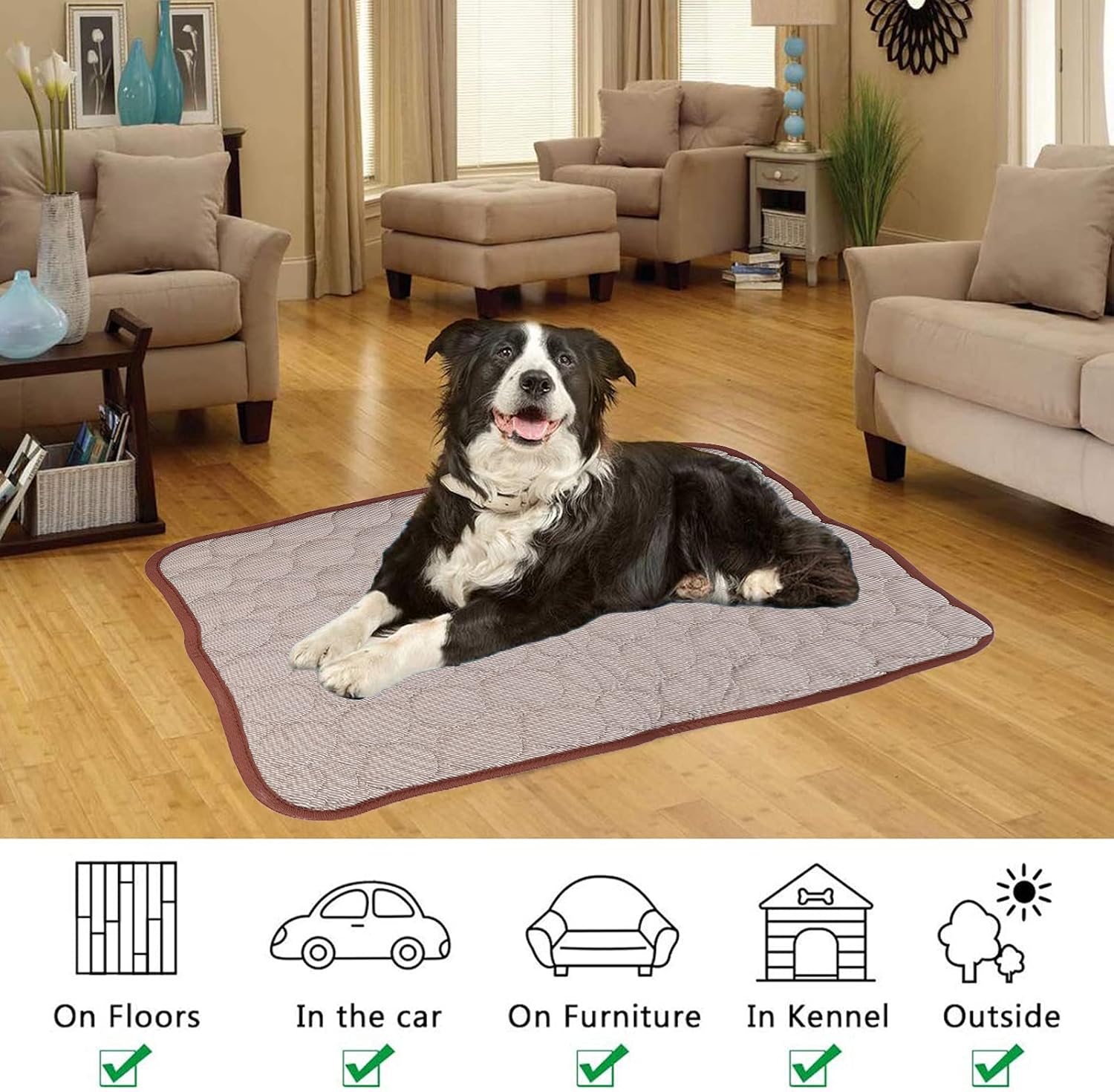 Almohadillas de enfriamiento, se mantienen frescas en la cama refrescante para perros Summe, fáciles de limpiar para suelos (marrón, S (19.7 x 15.7