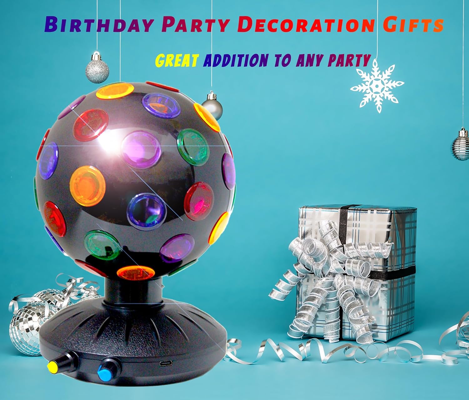 Proyector de luz nocturna LED de bola de discoteca giratoria de 360, lámpara ajustable de brillo para fiestas, iluminación, Halloween, Navidad,