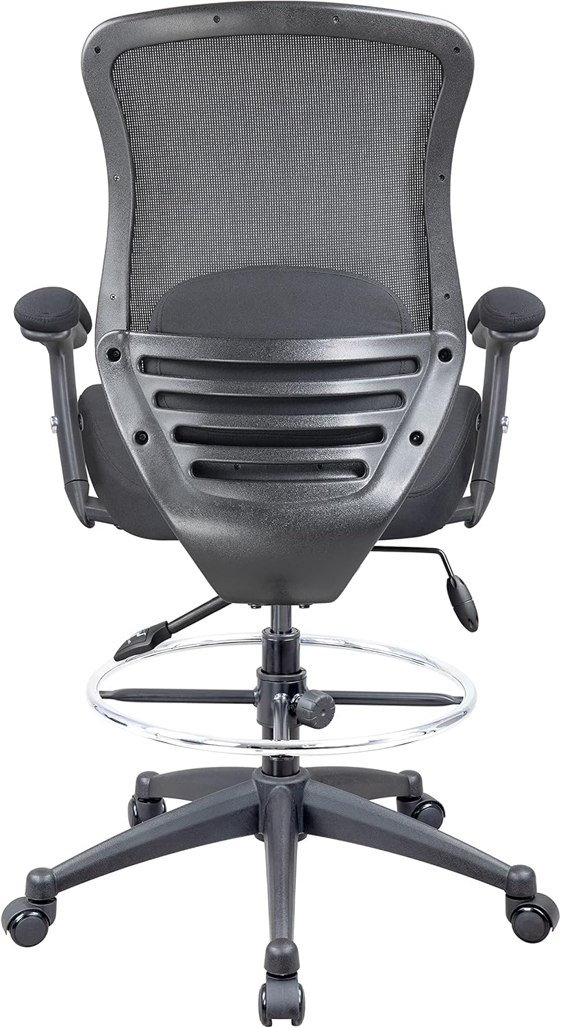 LONGBOSS Silla de redacción de malla para computadora, silla de oficina alta de pie con almohada de apoyo lumbar, reposabrazos ajustable en altura y