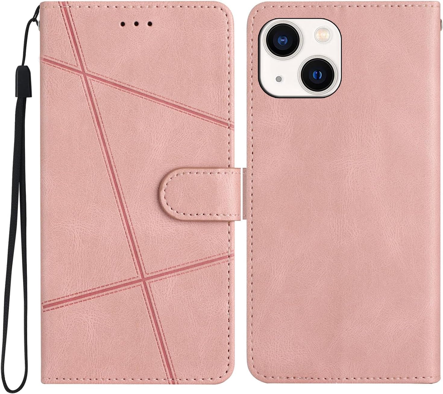 Funda con tapa para iPhone 15  Interior de TPU con soporte de visualización y ranuras para tarjetas  Funda de piel con cartera para teléfono con