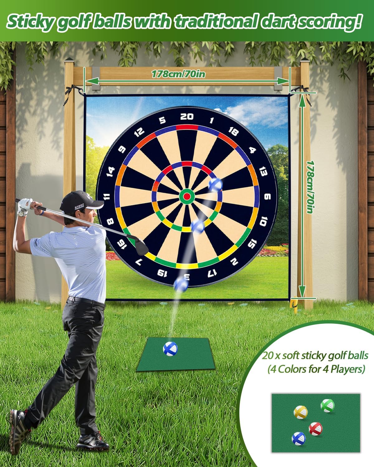 Alfombrilla de juego de golf de astillado de 6 pies x 4 pies, juegos para interiores y exteriores, para adultos y niños, verde para poner golf,