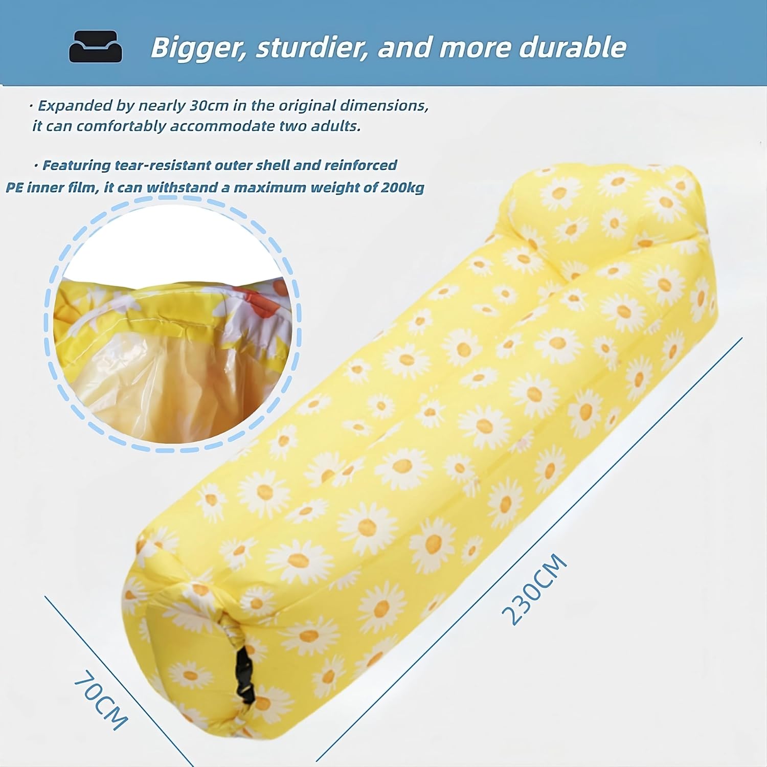 leeper Tumbona inflable, sofá de aire portátil para acampar en la playa, con bolsa de transporte, sillas inflables ligeras y versátiles para