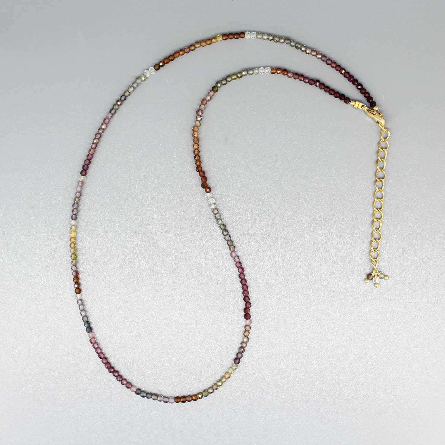 Gempires Multi Sapphire Beads Necklace, September Birthstone, Handmade Jewelry, 14k Gold Plated 18 Inch Adjustable Chain (Multi Sapphire)