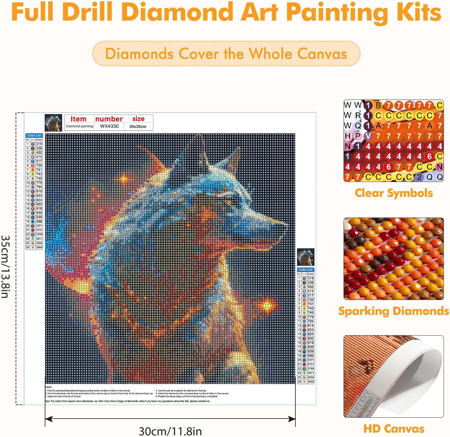 MOGTAA Kits de pintura de diamante de lobo para adultos, kits de arte de diamantes de lobo de taladro completo para principiantes, kits de puntos de