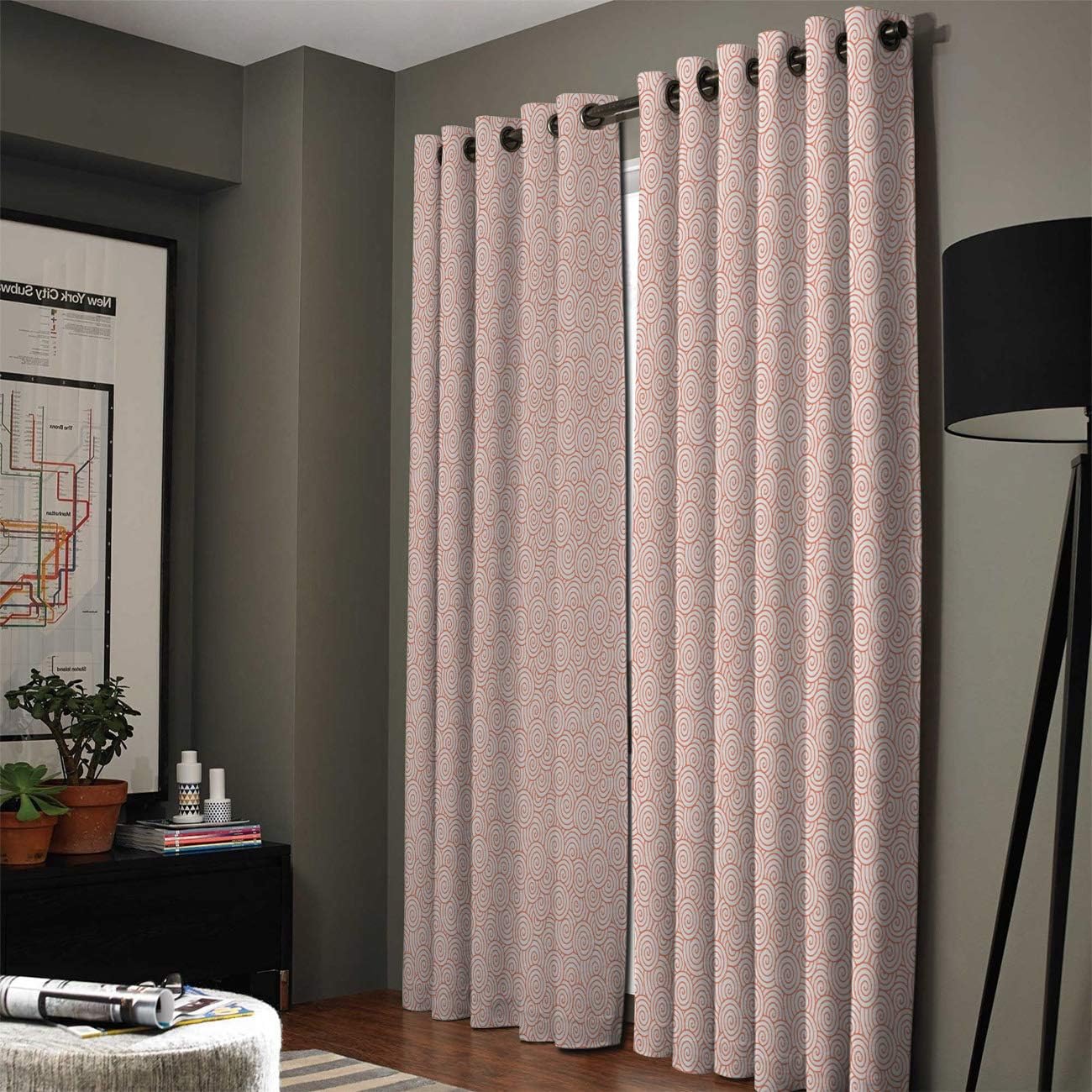 Cortinas opacas térmicas con diseño redondo de color rosa, con ojales de metal sólidos, elegantes cortinas para habitación, sala de estar, 2 paneles