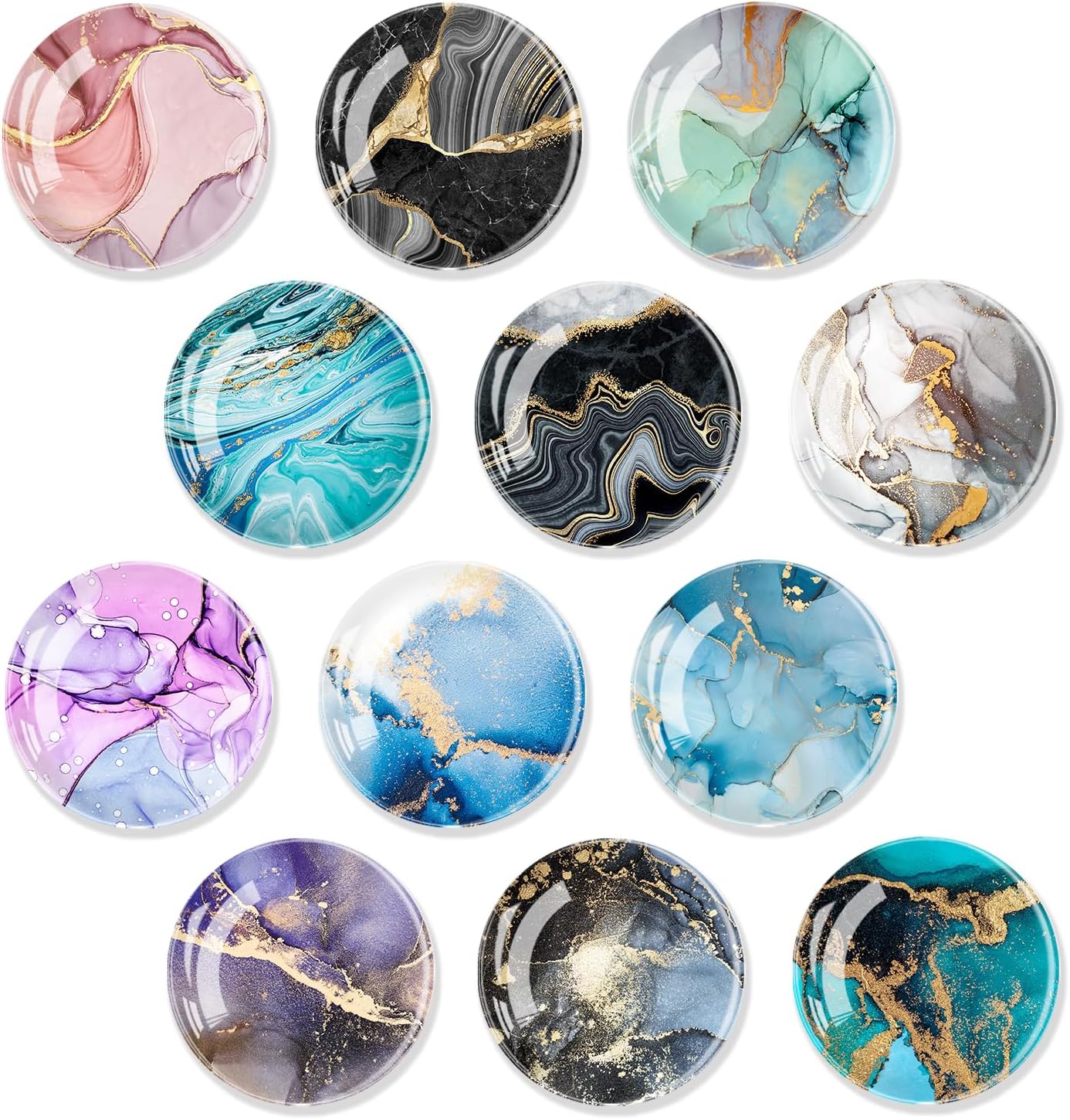 Imanes redondos para nevera, cristal de mármol fuerte magnético para refrigerador, decoración de superficie perfecta y juego de regalo de gabinete