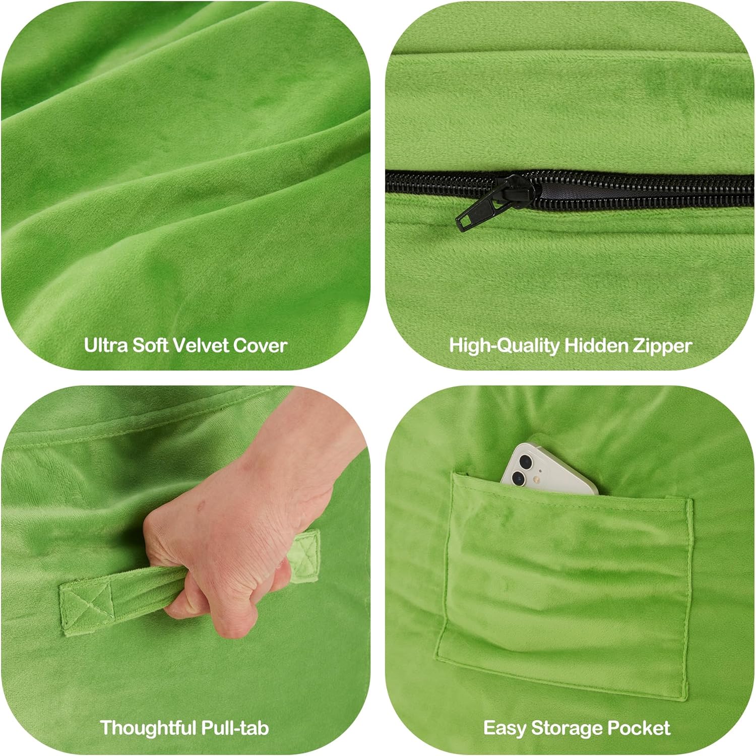 Homguava Bean Bag Chair 3′ Bean Bags con relleno de espuma viscoelástica, sillas de puf grandes, sofá suave con funda de terciopelo holandés-36 × 36