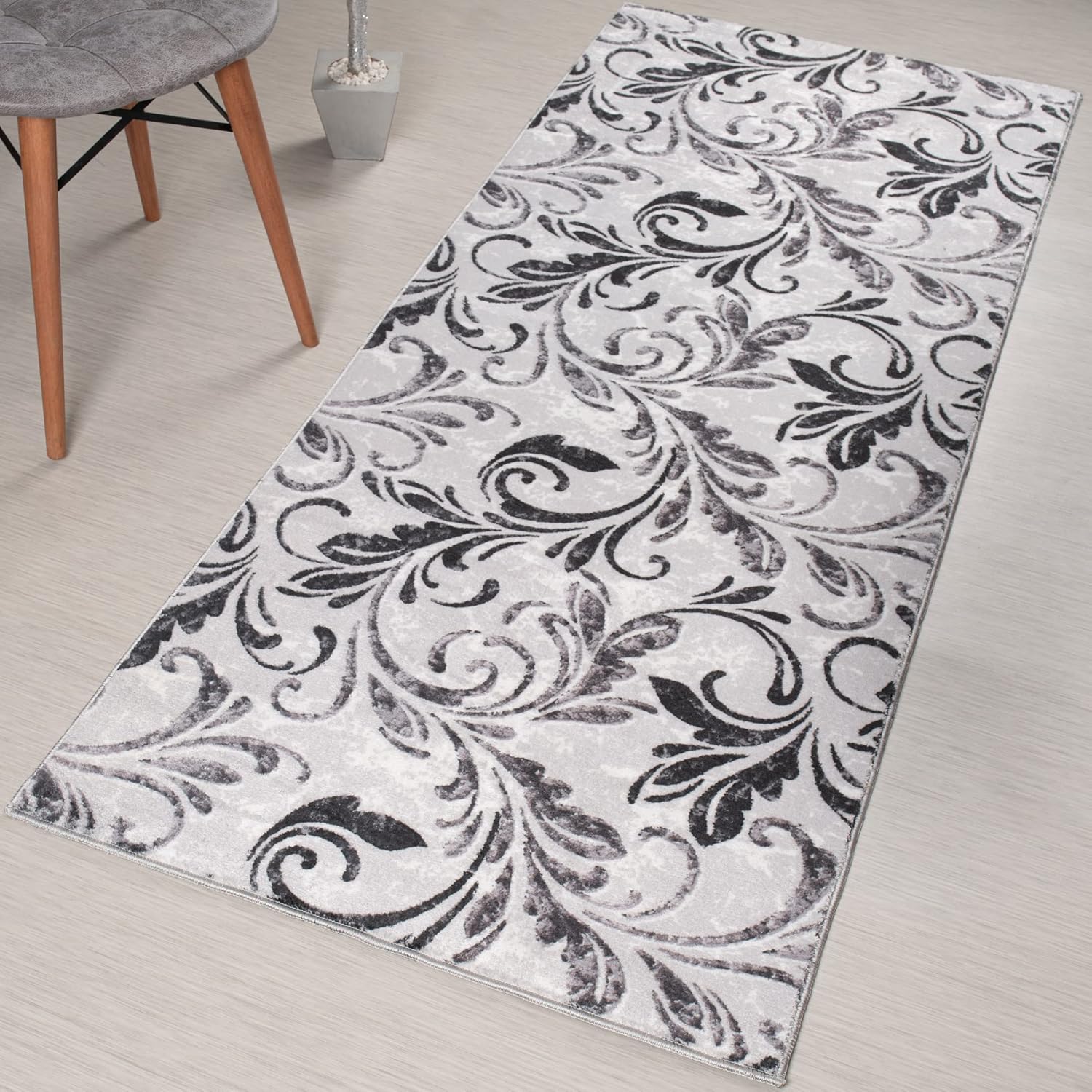 Tapete de largo personalizado, antideslizante, moderno, floral, para entrada, pasillo, cocina, lavandería, lavable a máquina, peso ligero, 26