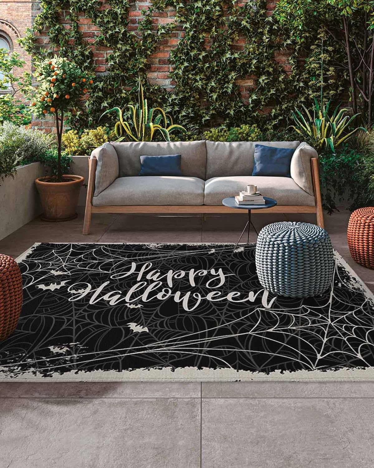 Halloween Outdoor Area Rug 4’x6′,Patio Balcony Porch Front Door Camping Camper Deck Runner Rug,Washable Carpet Indoor Living RoomKitchen,Hallway