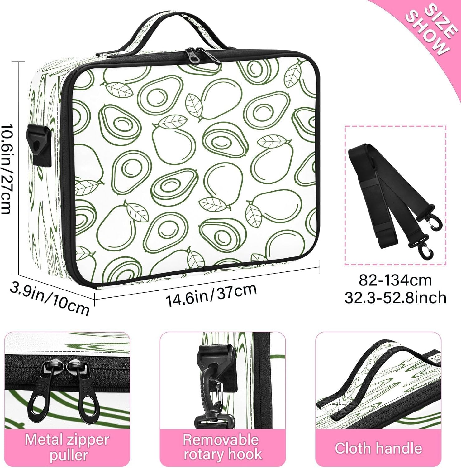 Avocado Tropical Fruit Collection Icons travel bag cosmetic carry case travel toiletry bag make up bag purse travel makeup bag bolso para guardar