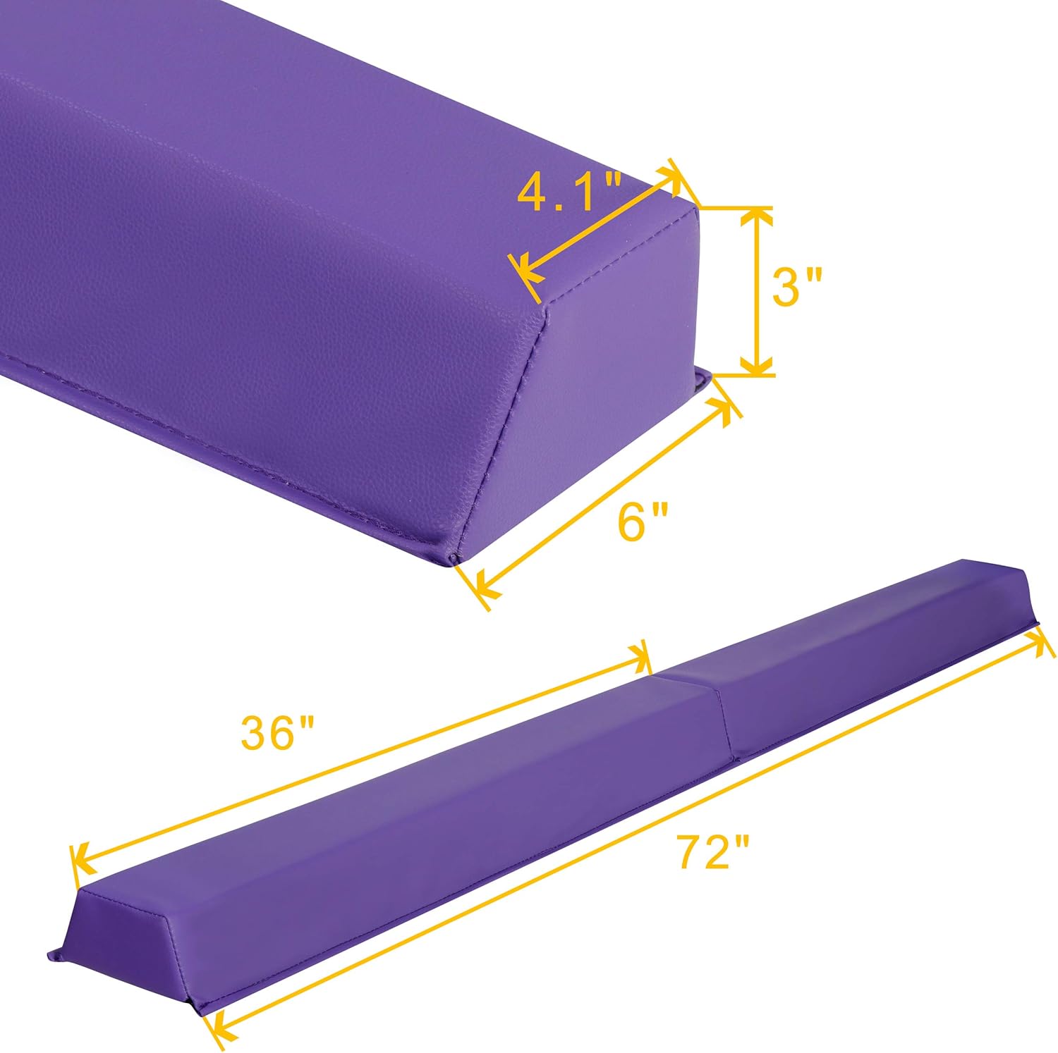 F2C Barra de equilibrio de gimnasia plegable de 6 pies, base antideslizante, barra de equilibrio de espuma para piso, equipo de gimnasia para