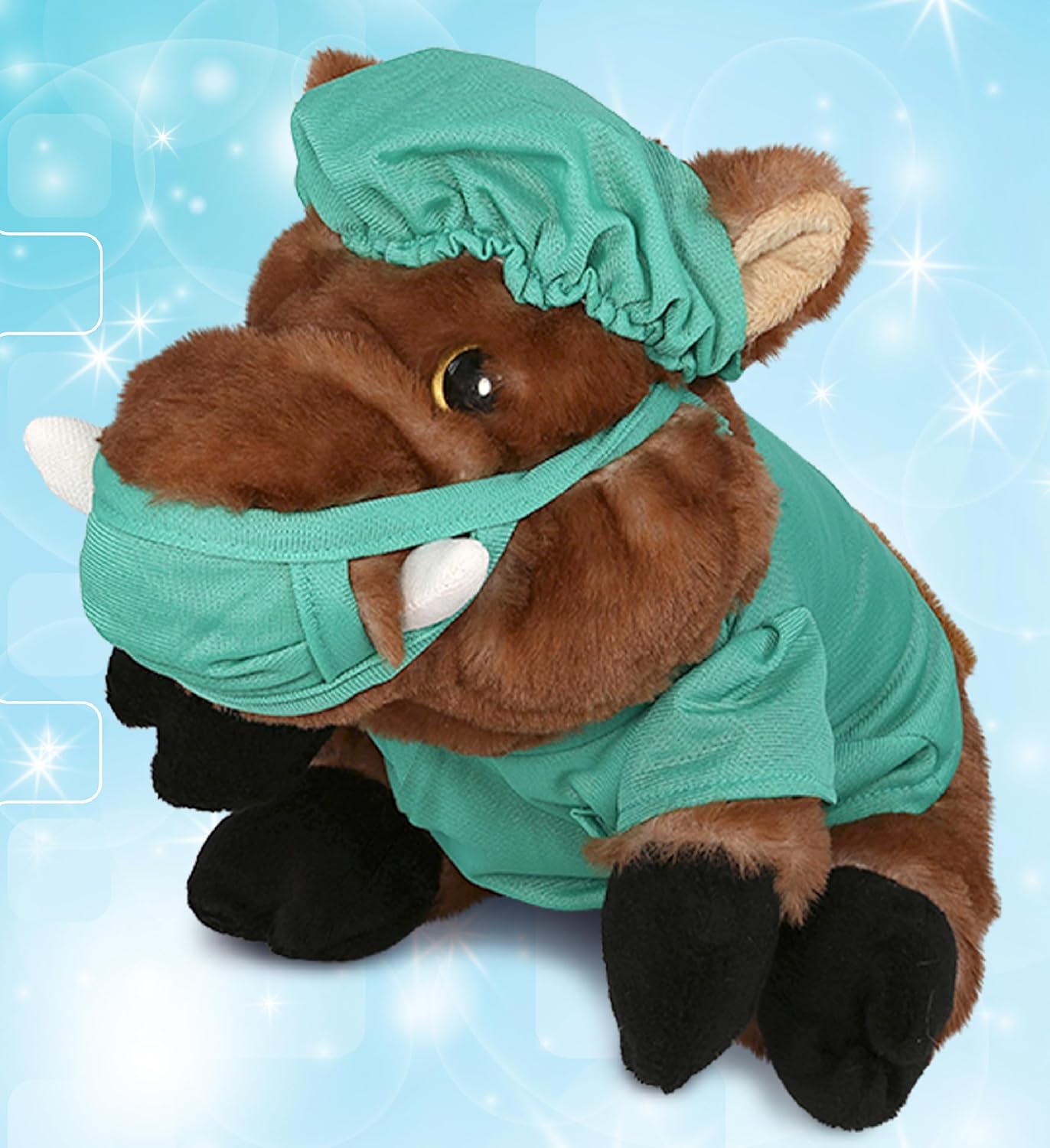 DolliBu Juguete de peluche de médico de jabalí salvaje, súper suave, disfraz de médico de jabalí con bonito uniforme y traje de gorra, regalo con