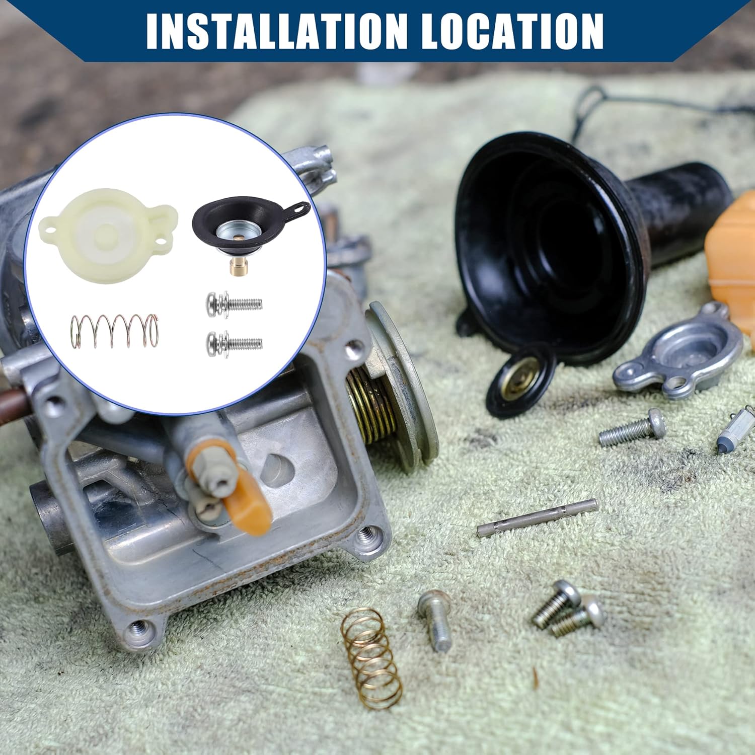 3LD-14958-00-00  Cubierta de diafragma interiorcarburador para Yamaha Road Star 1600 1700 XV1600 XV1700 1999-2007  Plástico Metal  1 juegoNegro Beige
