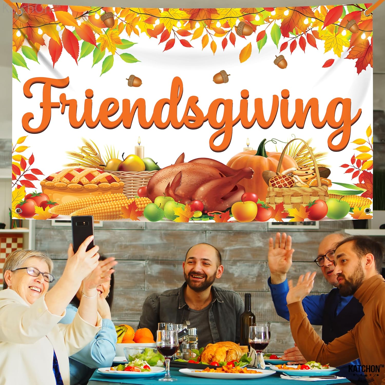 KatchOn, Telones de fondo para fotografía de Friendsgiving – XtraL, 72 x 44 pulgadas  Fondo de fotos de regalo de amigos para decoraciones de amigos