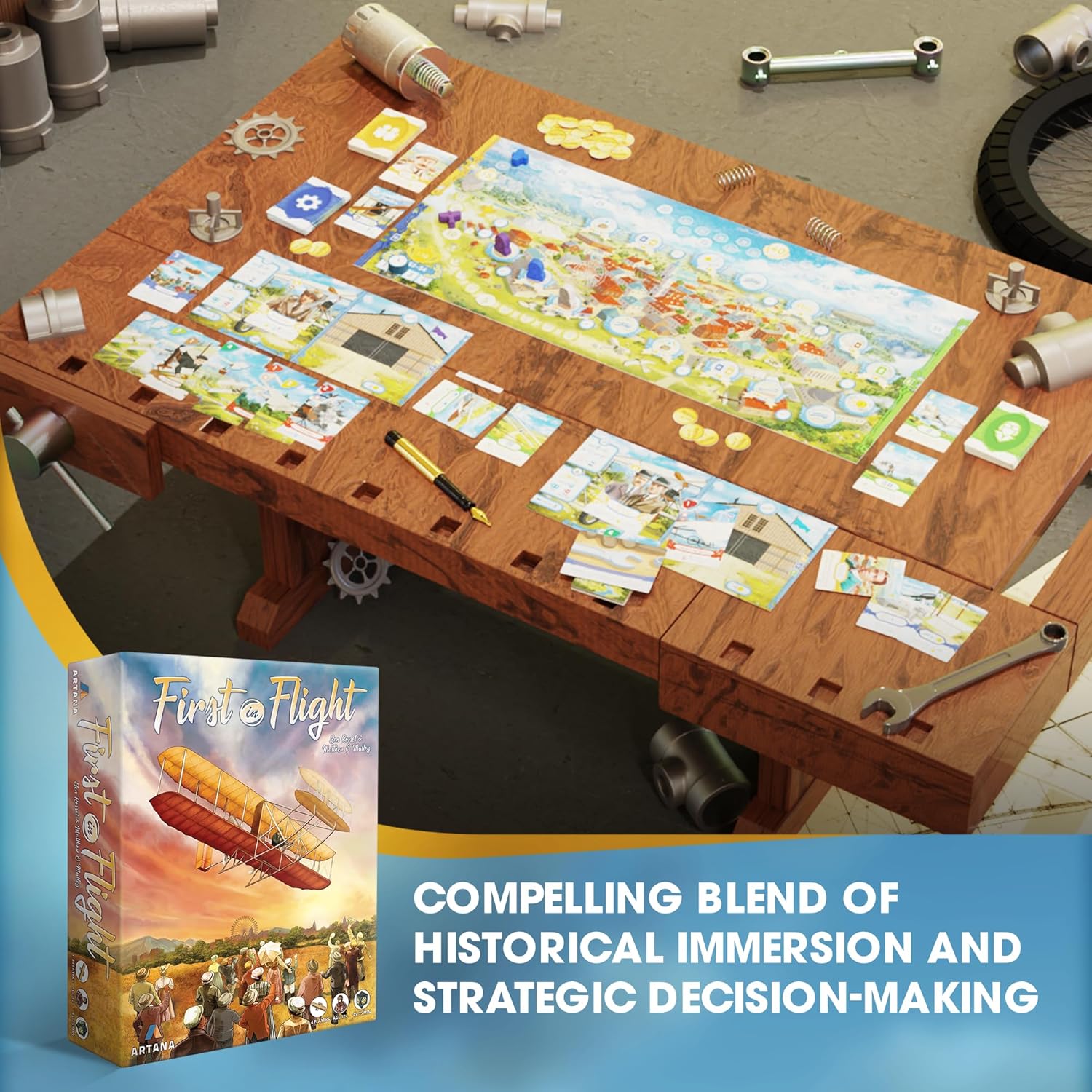 First in Flight A Historical Aviation Board Game – Juego de mesa de estrategia para adolescentes, adultos y familias – Un juego de cartas de