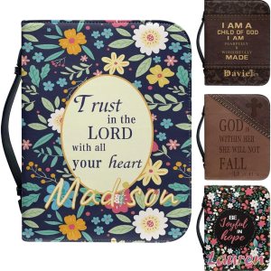 Tuoxiukan Funda de Biblia personalizada con imagen de piel sintética para mujeres y hombres, bolsa de mano para la Biblia, accesorios escolares para Tuoxiukan Funda de Biblia personalizada con imagen de piel sintética para mujeres y hombres, bolsa de mano para la Biblia, accesorios escolares para