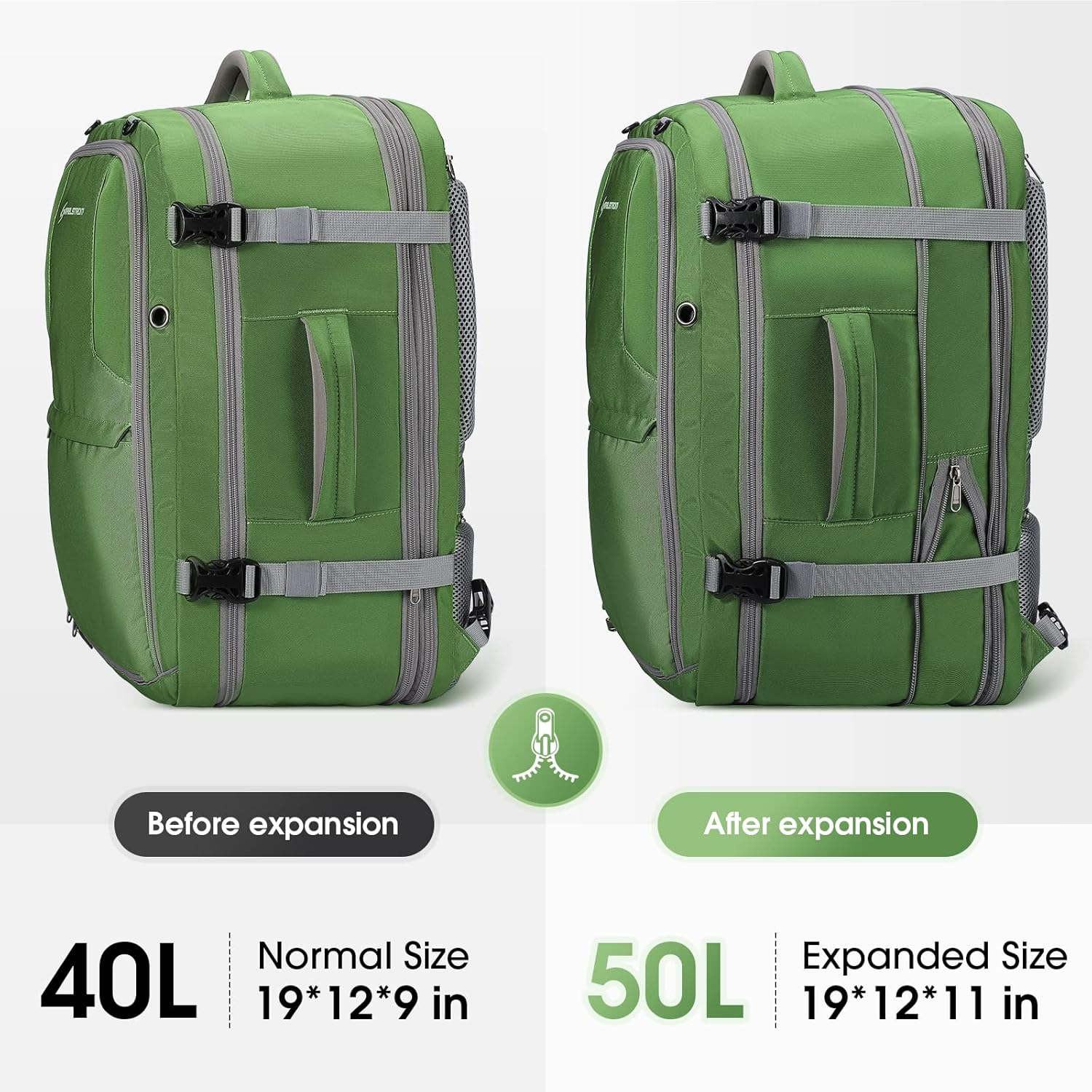 Maelstrom Mochila de equipaje impermeable con bolsa de zapatos oculta, forro polar verde con licencia oficial de star wars silent one crew., 40L,