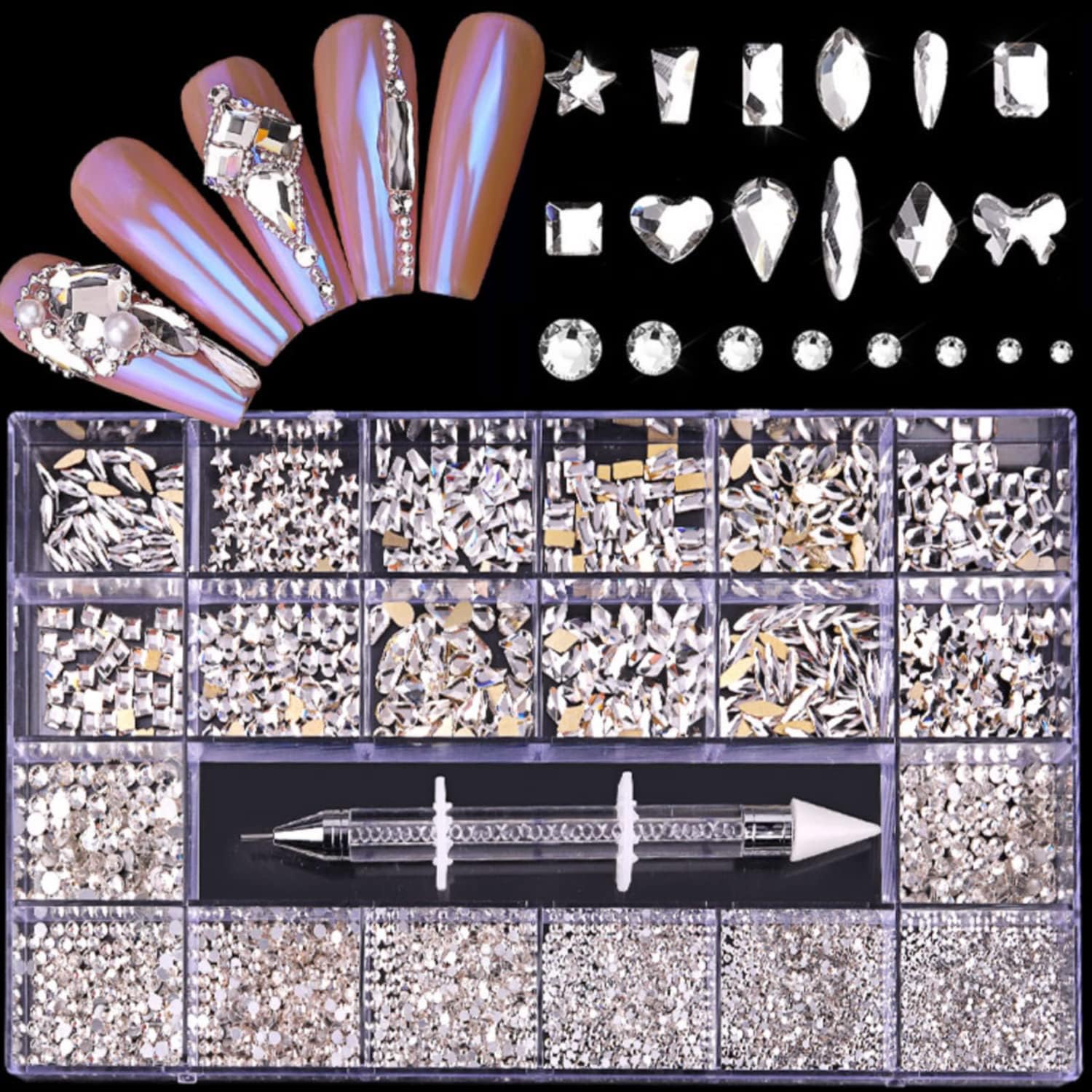 Nail Art – Diamantes de imitación de uñas de Nailology, suministros de arte de uñas, joyas de decoración de uñas para arte de uñas 3D, accesorios de