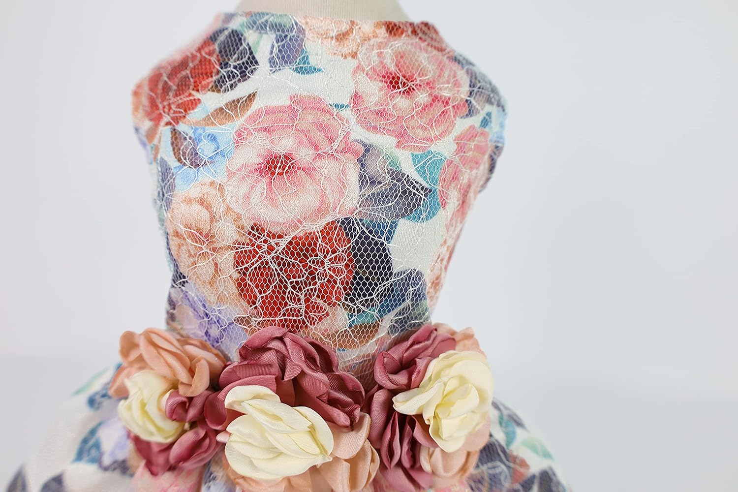 Vestido de encaje de flores para perro, ropa para perros pequeños y niñas, ropa de gato para mascotas, rojo rosa, XS