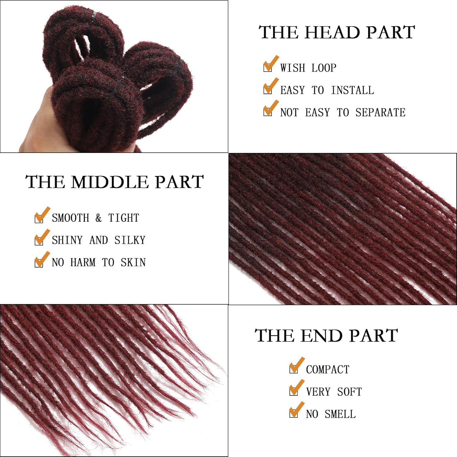 Extensiones de rastas de doble punta de 24 pulgadas, 10 piezas finas hechas a mano, extensiones de rastro de rastas, estilo trenzado para mujer,