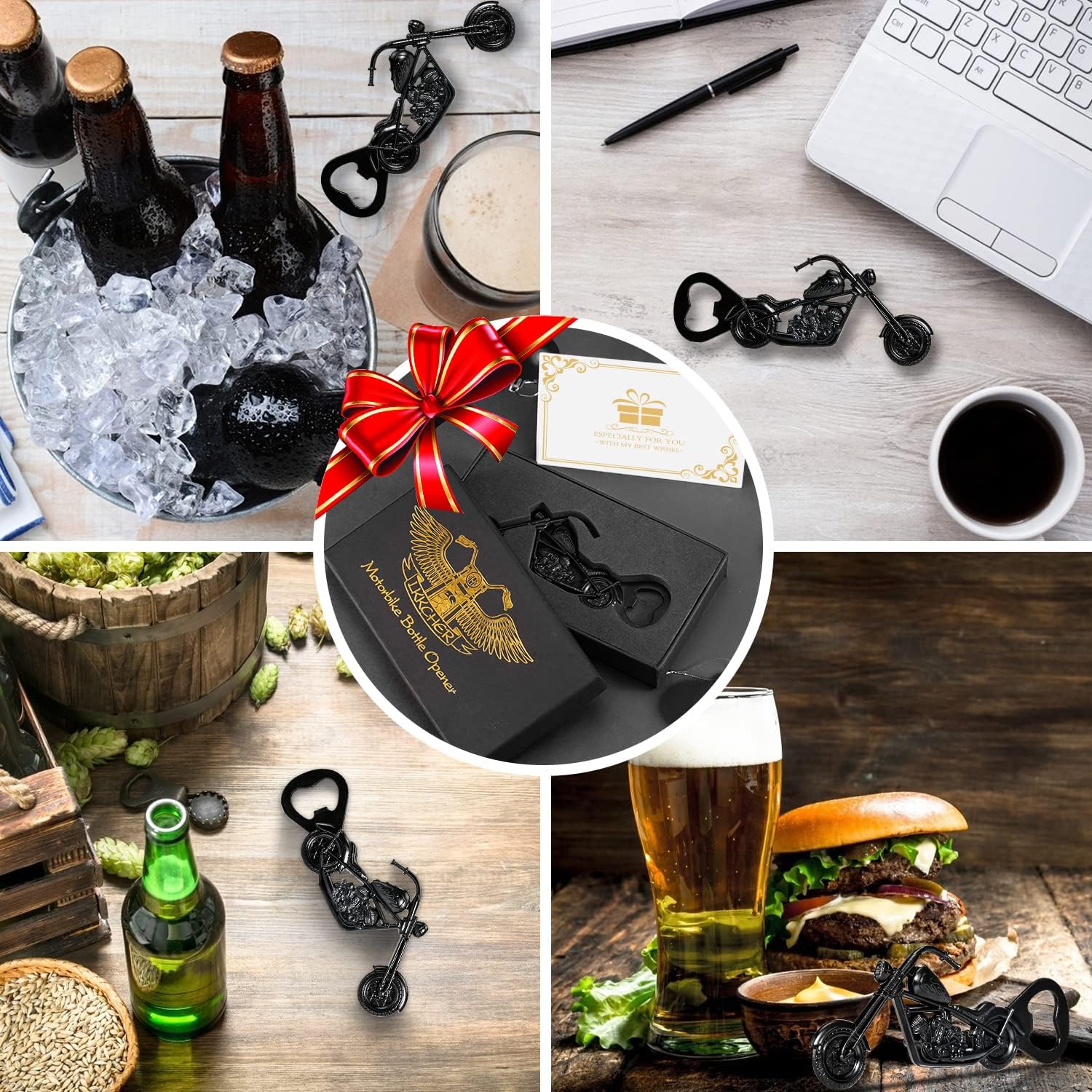 LKKCHER Abrebotellas de cerveza para motocicleta, regalos para hombre para cumpleaños, día del padre, ideas de regalo de Navidad para hombres,