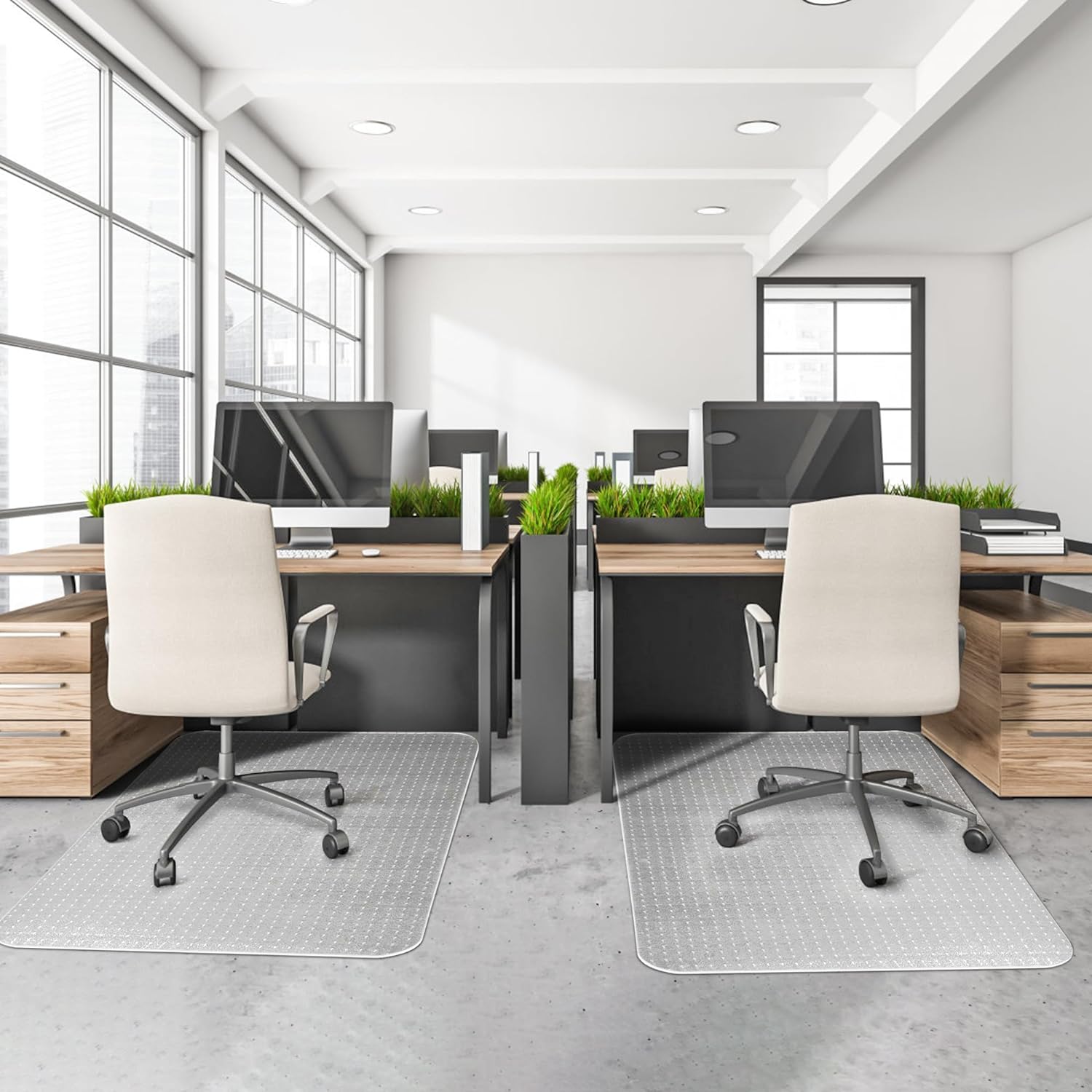 BesWin Tapete para silla de oficina para suelos alfombrados, 60 x 48 pulgadas, tapete transparente para silla de escritorio para alfombras de pelo