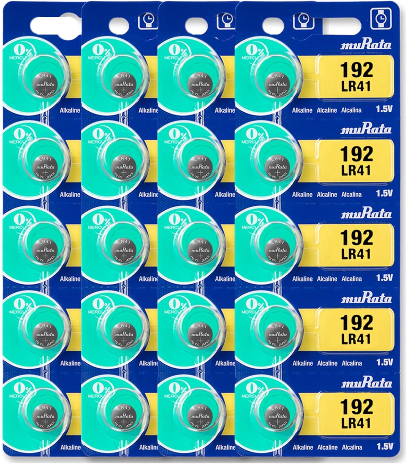 Murata Batería LR41 AG3 392A 1.55V Pila de Botón Alcalina (20 Baterías)