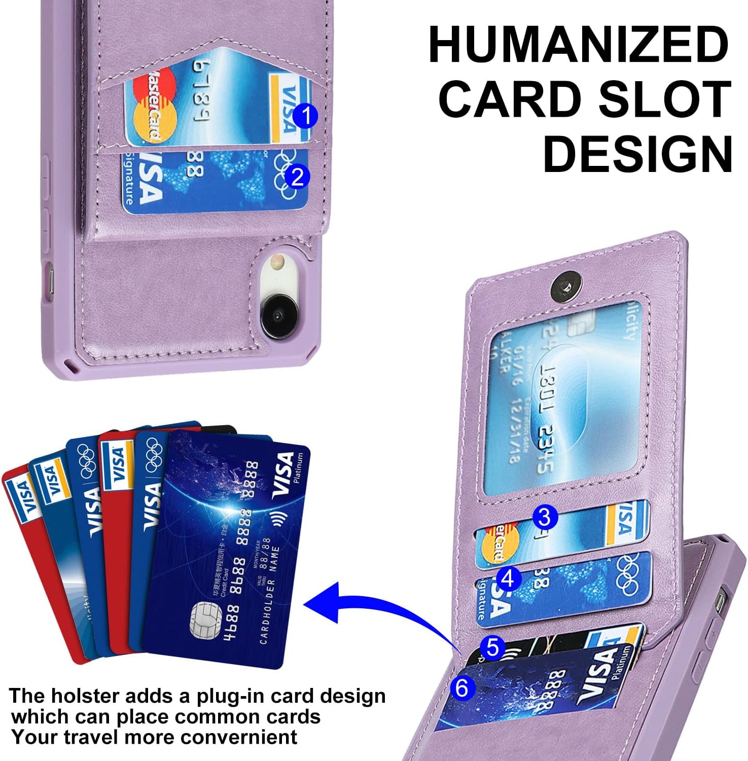 iCoverCase Funda tipo cartera para iPhone XR con soporte para tarjetas bloqueo RFID de piel sintética de alta calidad, ranuras para tarjetas,