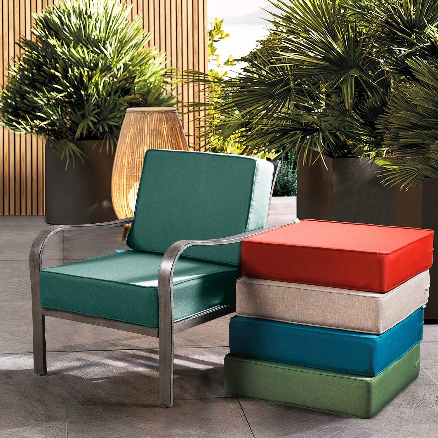 ARTPLAN Fundas de asiento profundo para exteriores, fundas para respaldo de asiento de patio, solo 24 x 24 x 6 pulgadas, 18 x 24 pulgadas, olefina,