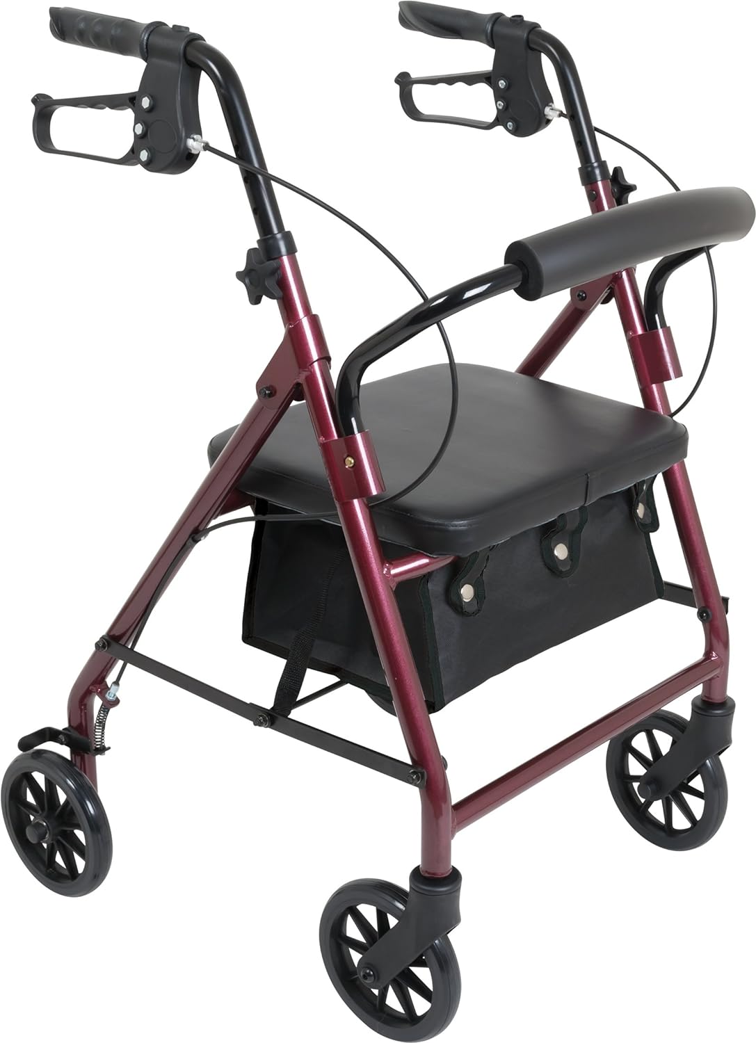 Probasics Rodillo de aluminio junior con ruedas de 6 pulgadas, capacidad de peso de 250 libras, color borgoña, andador médico