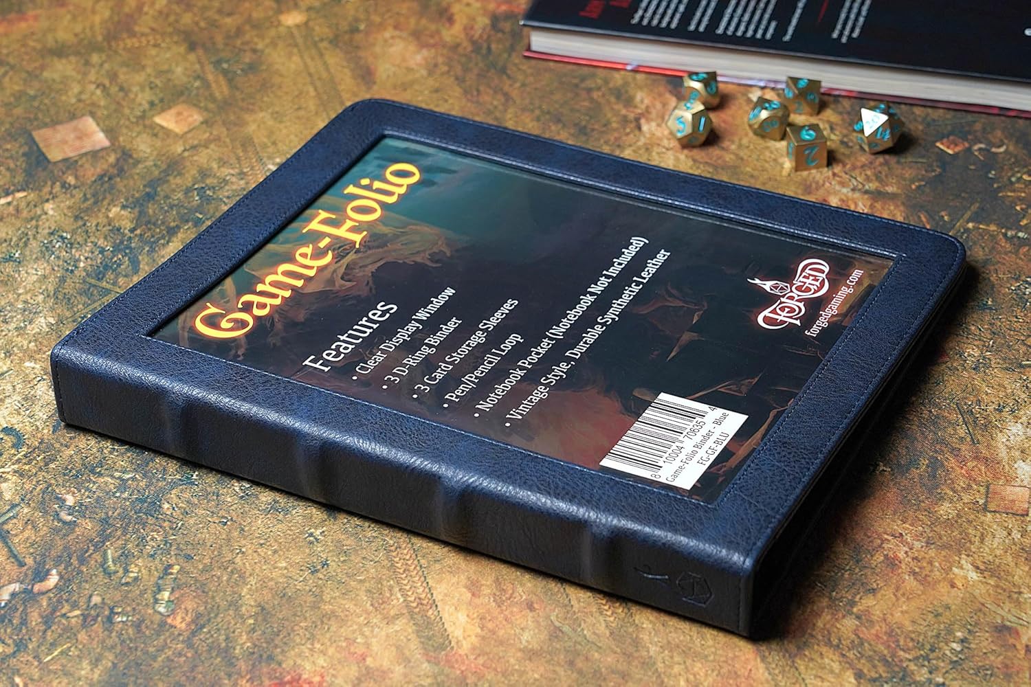 Forged Dice Co. Game-Folio – Carpeta de piel sintética, carpeta de juegos para hojas de personajes DND con organizador de tarjetas hechizas DND y
