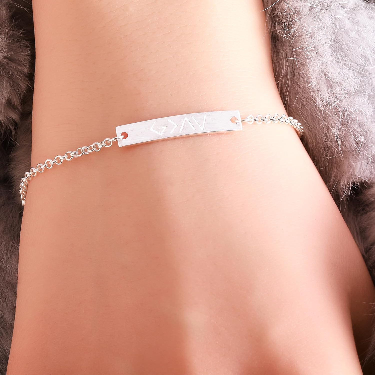 God is Greater Than The Highs and Lows Bracelet for Women, Bible Verse Bracelets, 925 Sterling Silver Bracelets for Women, Little Words Project