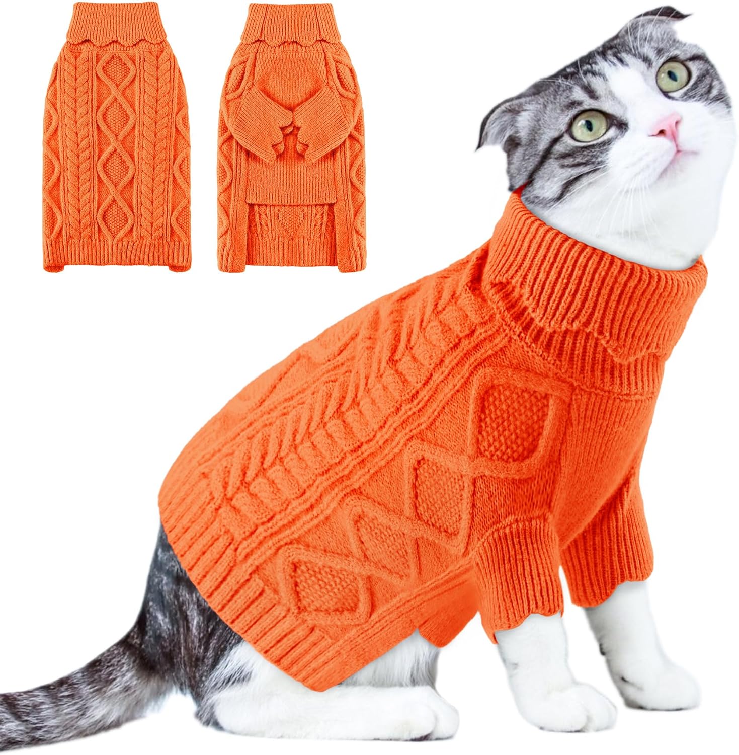 ALAGIRLS Suéter de cuello alto de punto extra pequeño para perro, lindo suéter de Navidad para gatos, abrigo cálido de invierno para perro,