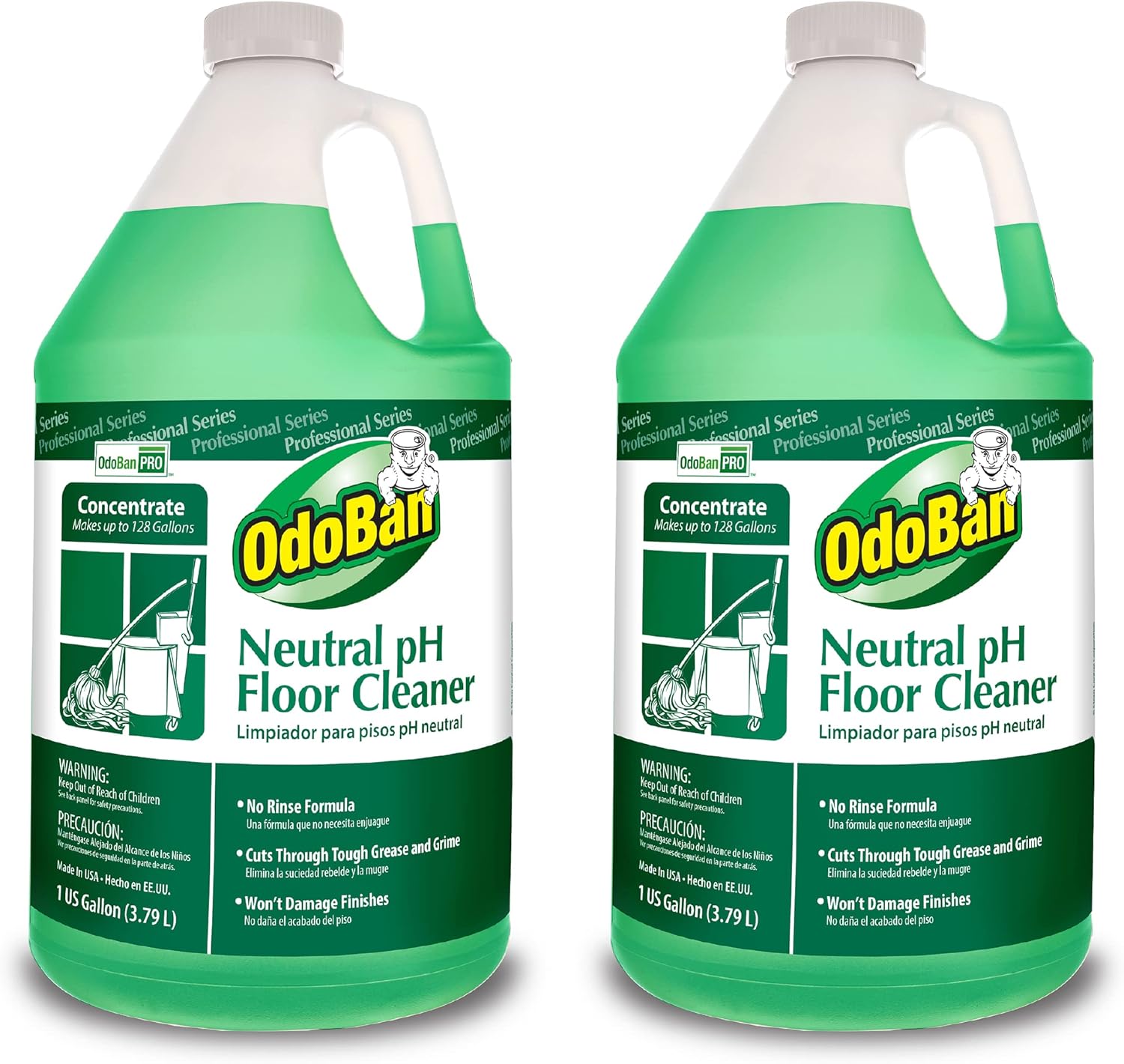 OdoBan Professional Series – Limpiador concentrado de pH neutro sin enjuague, juego de 2, 1 galón cada uno