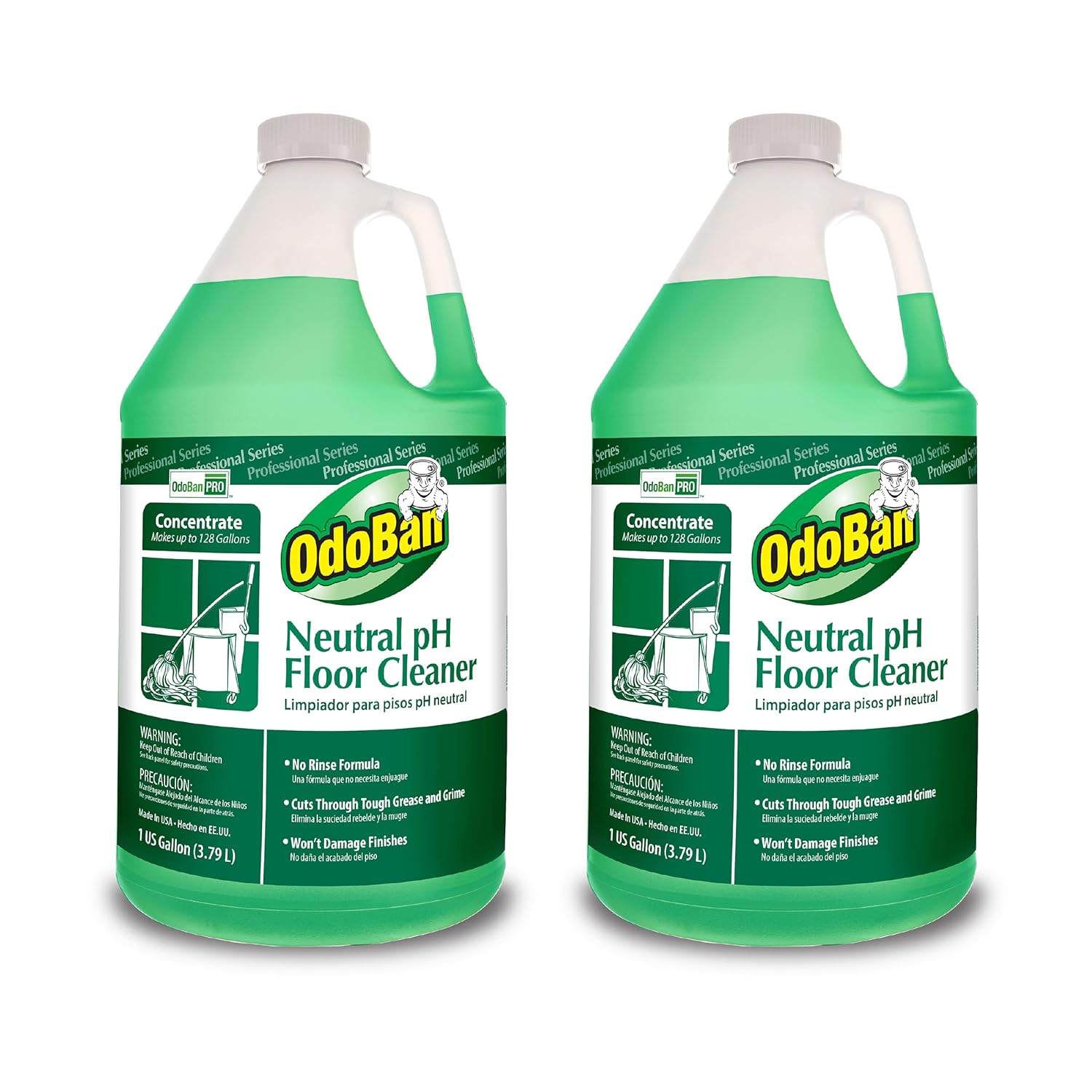 OdoBan Professional Series – Limpiador concentrado de pH neutro sin enjuague, 2 galones