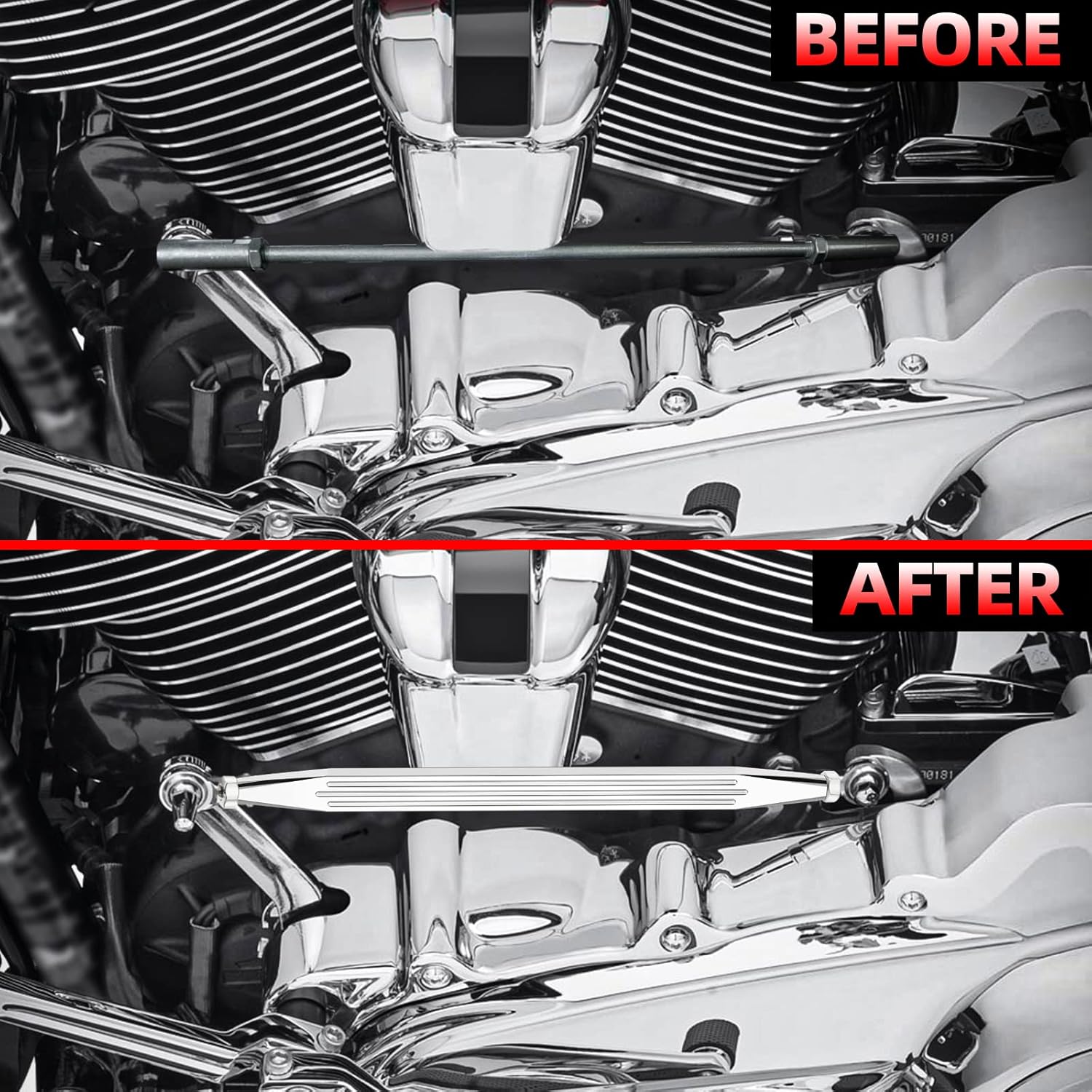 Amazicha Varillaje de cambio cromado compatible con Harley Davidson Softail Dyna Road King Electra Glide Street Glide Touring 1980-2024