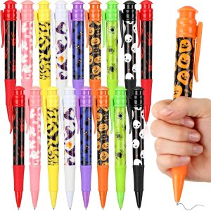 Qeeenar Bolígrafos gigantes de Halloween de 7.5 pulgadas con diseño de calabaza, murciélago y araña, para niños, suministros de fiesta temática de Qeeenar Bolígrafos gigantes de Halloween de 7.5 pulgadas con diseño de calabaza, murciélago y araña, para niños, suministros de fiesta temática de